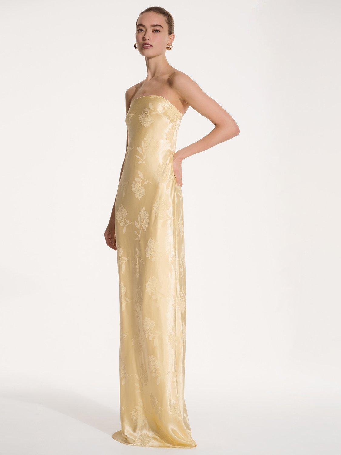 Product image 2 of 5, which shows OMNES Amdra Flora Jacquard Maxi Dress, Yellow, 6
