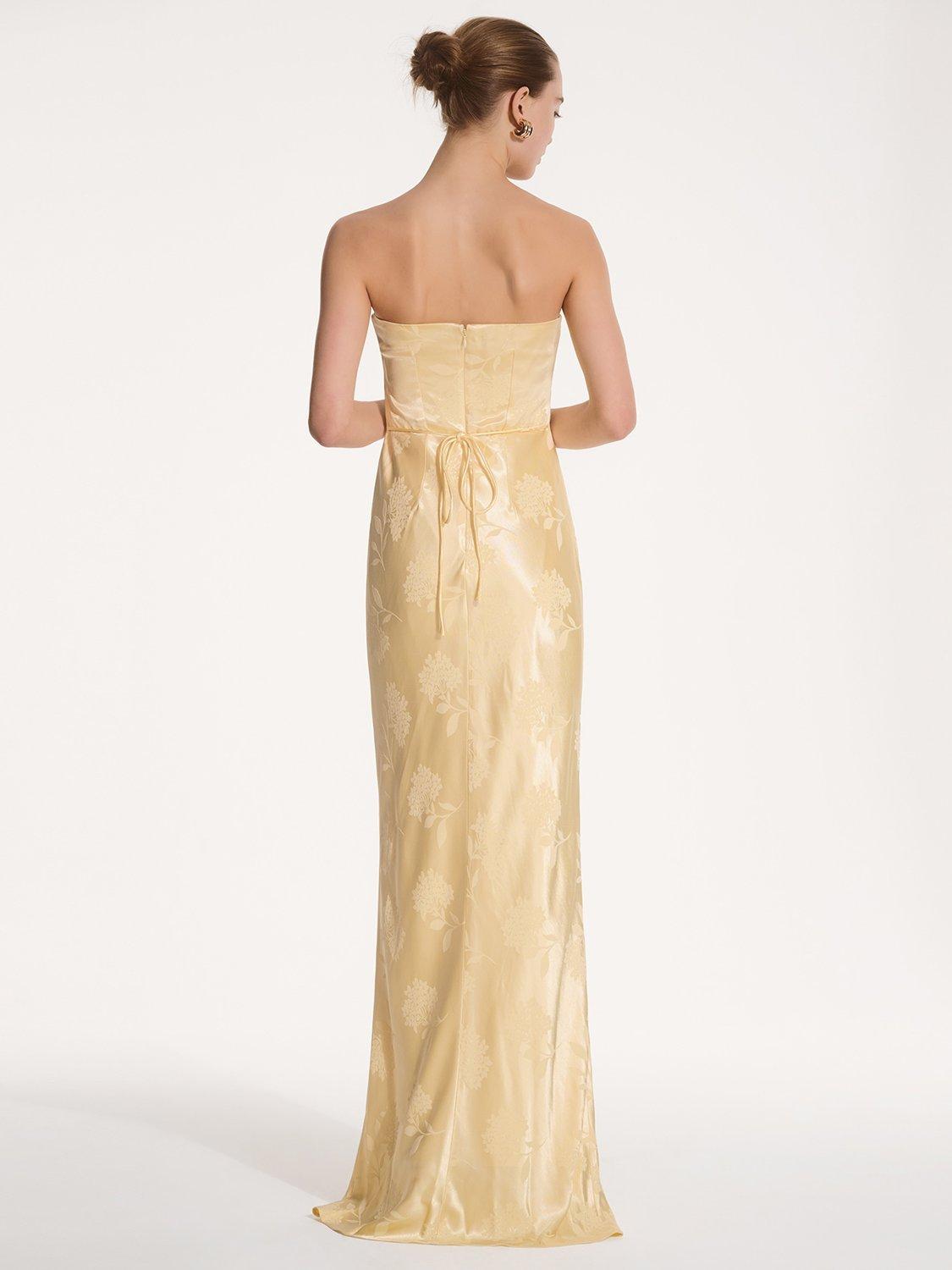 Product image 3 of 5, which shows OMNES Amdra Flora Jacquard Maxi Dress, Yellow, 6