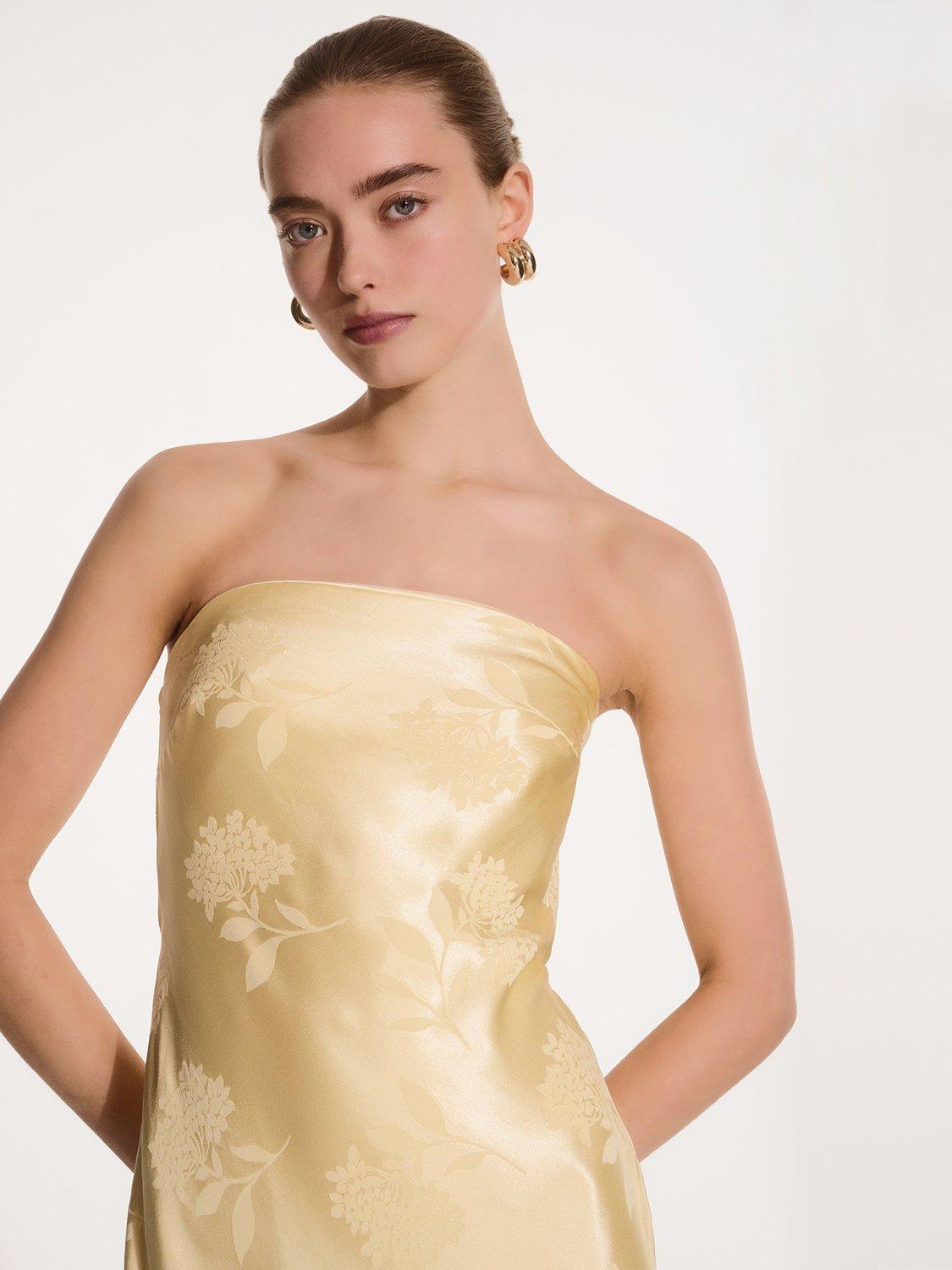 Product image 4 of 5, which shows OMNES Amdra Flora Jacquard Maxi Dress, Yellow, 6