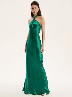 OMNES Arles Satin Maxi Dress, Green - view 2, Green