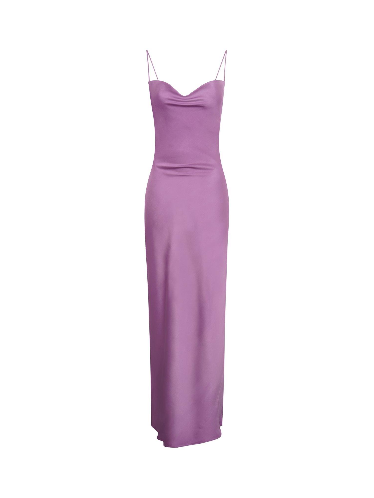 Product image 5 of 5, which shows OMNES Ginny Cowl Neck Satin Dress, Lilac, 6