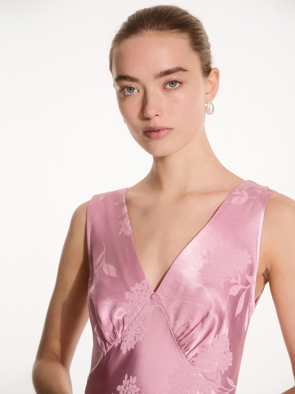 Product image 4 of 5, which shows OMNES Iris Floral Jacquard Maxi Dress, Pink, 6