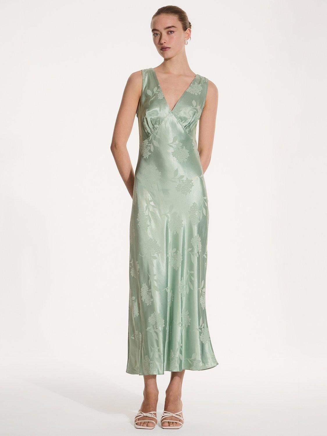 Product image 1 of 5, which shows OMNES Iris Floral Jacquard Maxi Dress, Green, 6