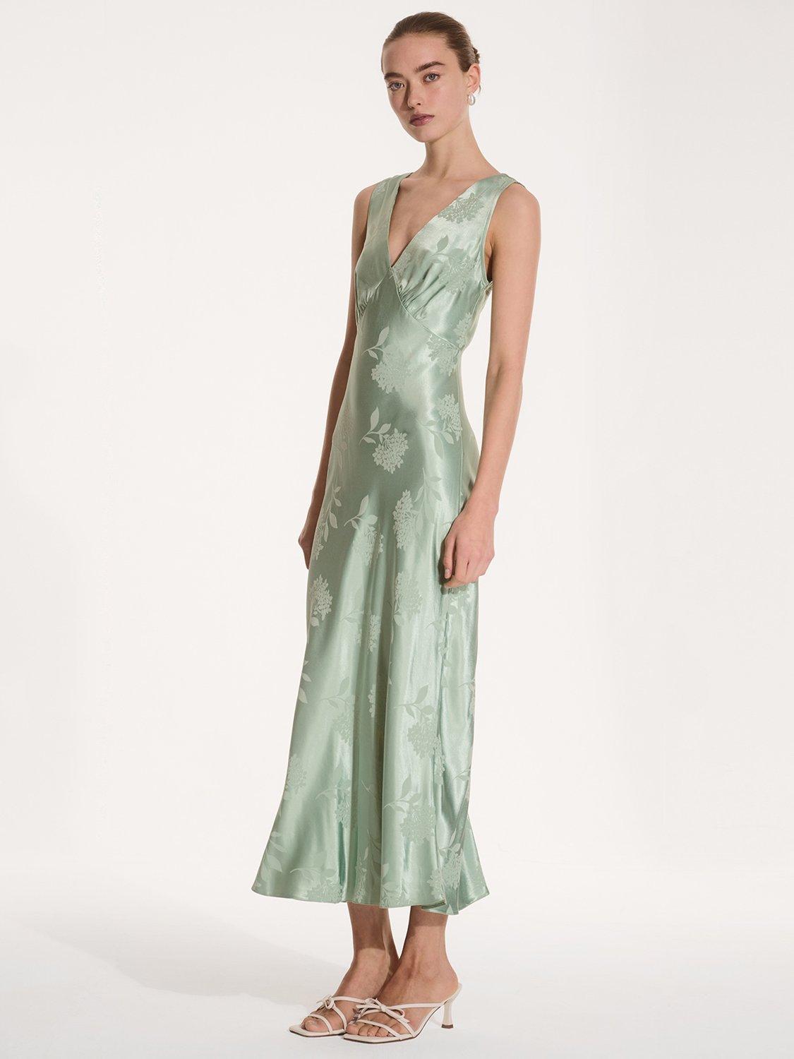 Product image 2 of 5, which shows OMNES Iris Floral Jacquard Maxi Dress, Green, 6
