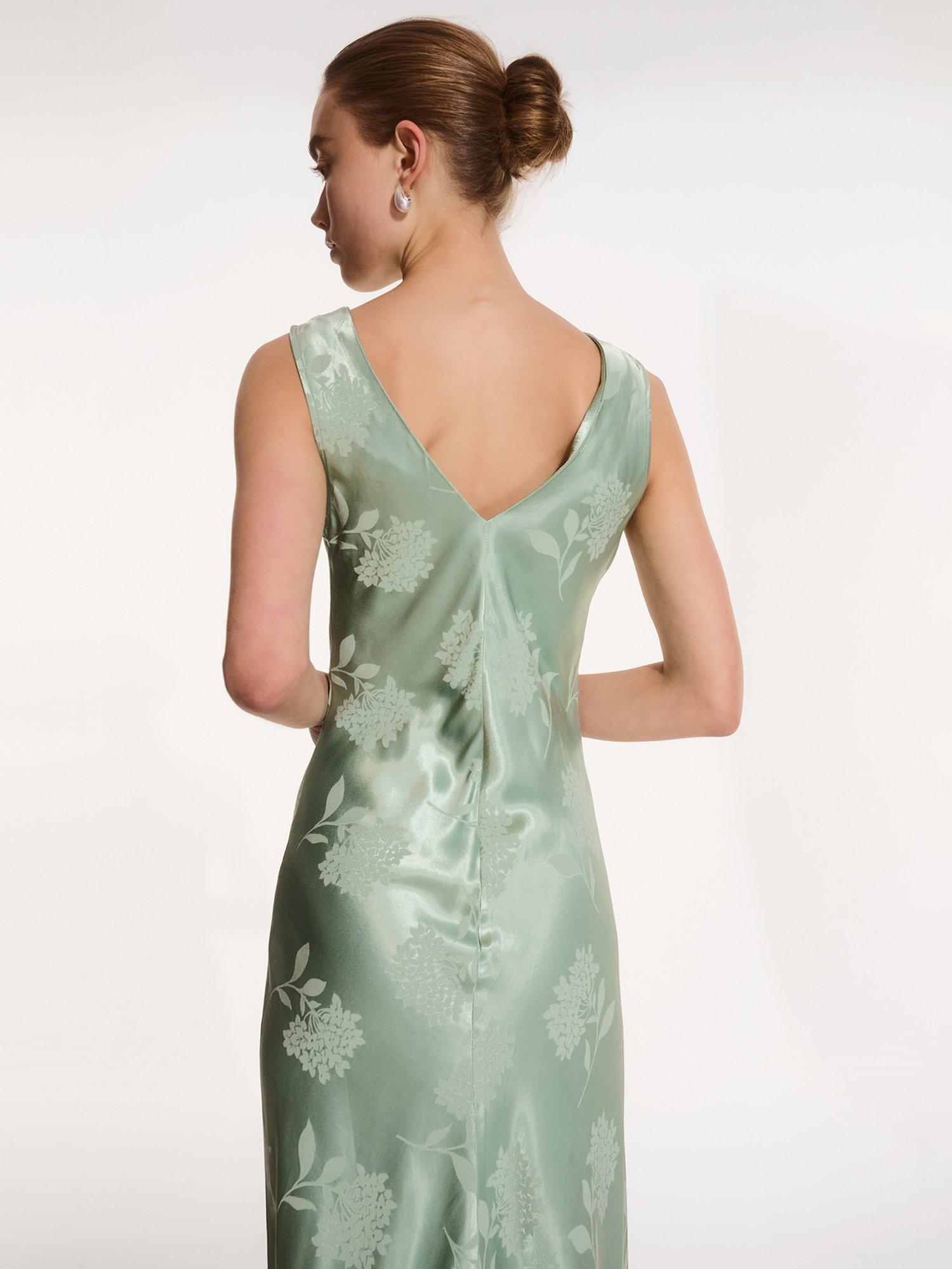 Product image 4 of 5, which shows OMNES Iris Floral Jacquard Maxi Dress, Green, 6