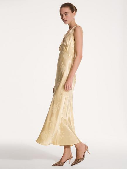 OMNES Iris Floral Jacquard Maxi Dress - view 2, Yellow