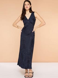 OMNES Iris Animal Print Jacquard Dress, Navy