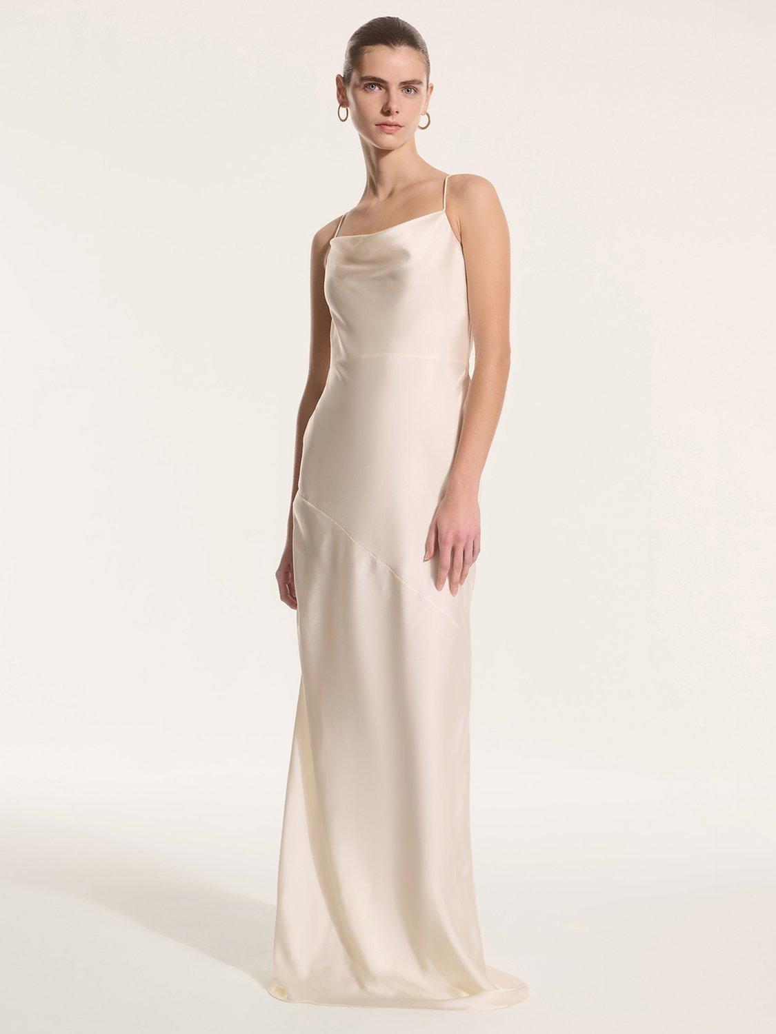 Product image 1 of 5, which shows OMNES Koko Satin Maxi Dress, Ivory, 6