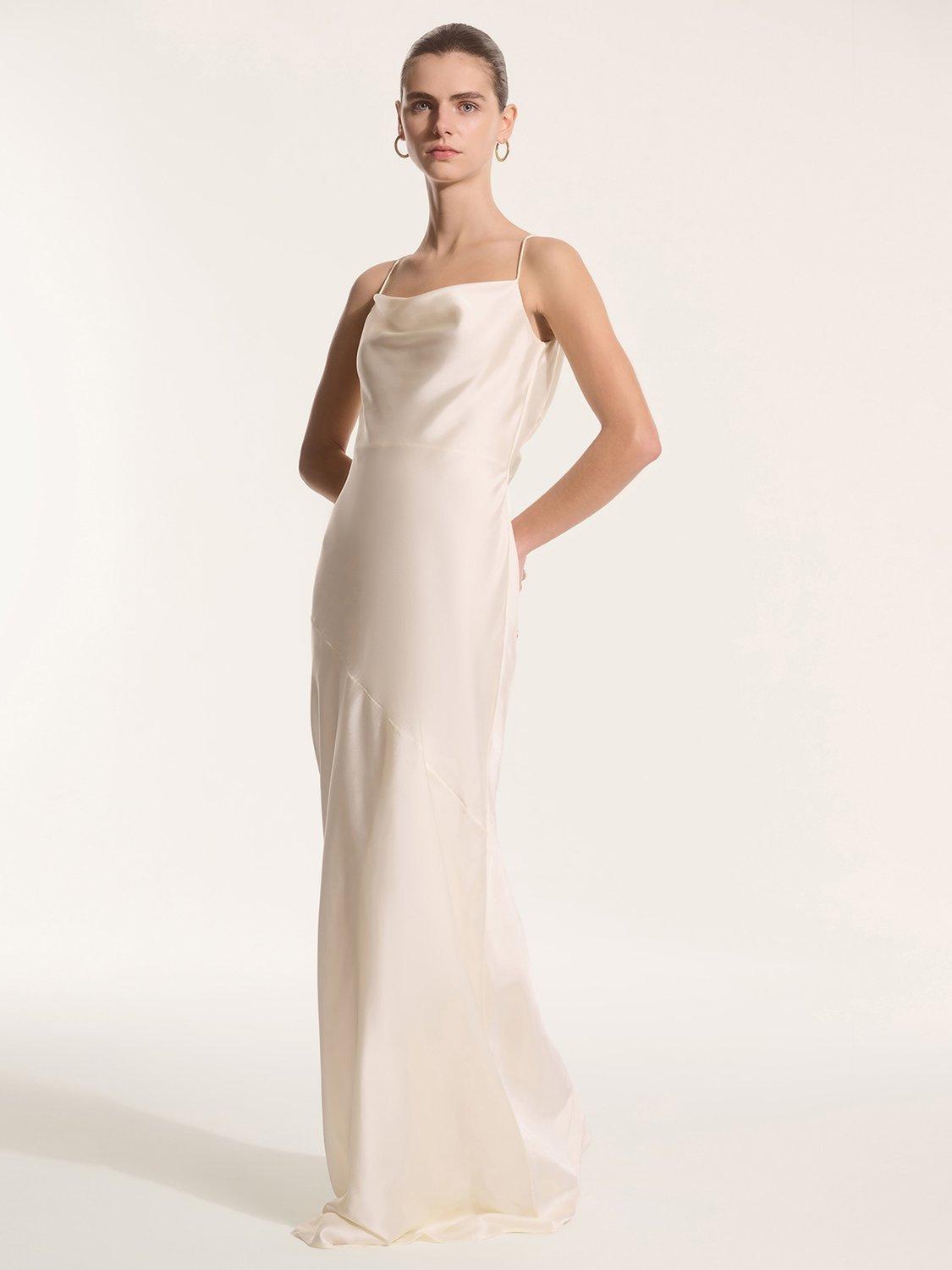 Product image 2 of 5, which shows OMNES Koko Satin Maxi Dress, Ivory, 6