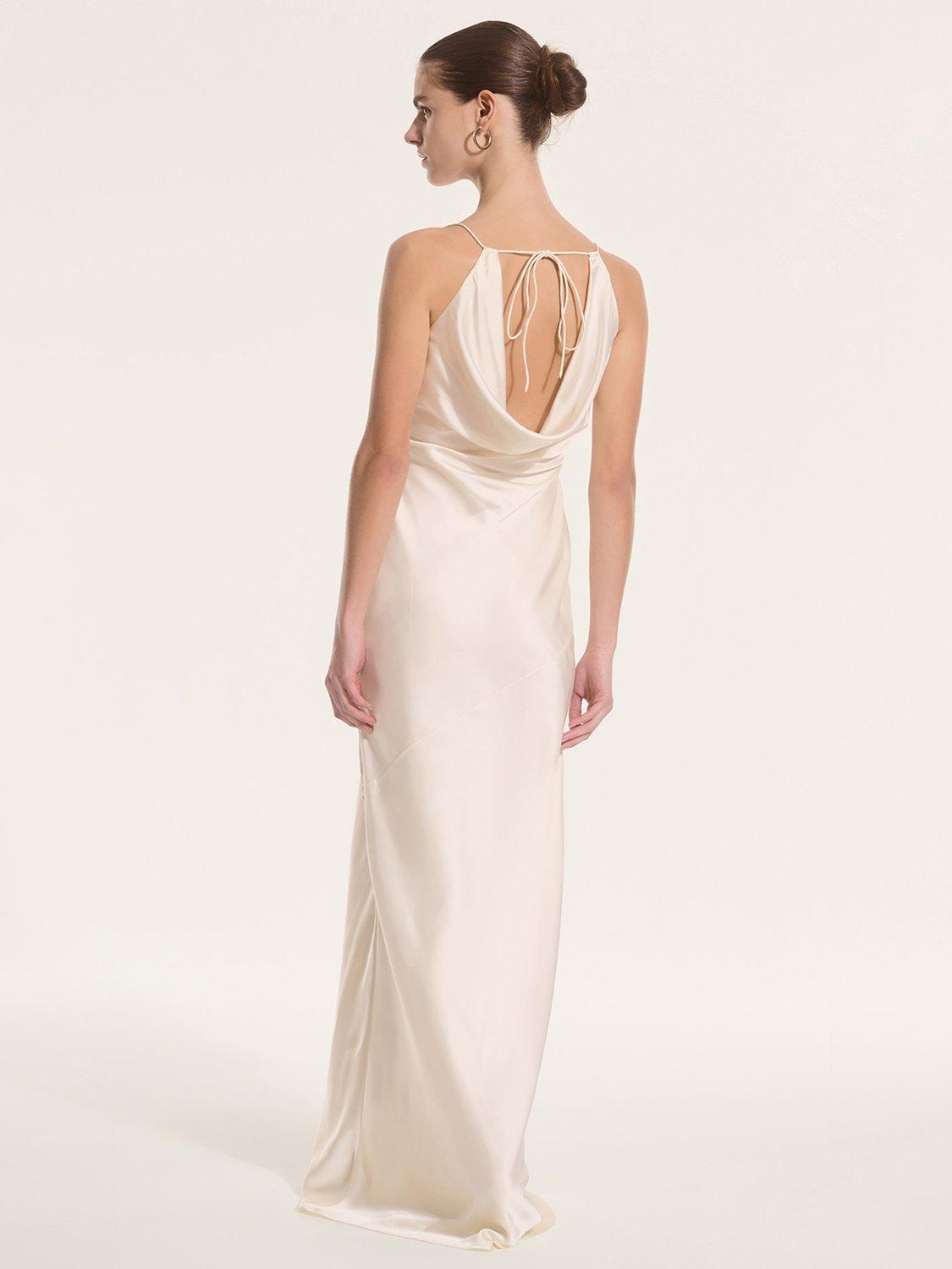 Product image 3 of 5, which shows OMNES Koko Satin Maxi Dress, Ivory, 6