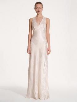 OMNES Kew Satin Cross Back Maxi Dress, Ivory, Ivory