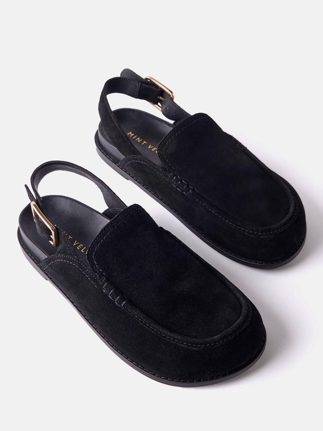 Product image 2 of 4, which shows Mint Velvet Suede Slingback Clogs, Black, 3