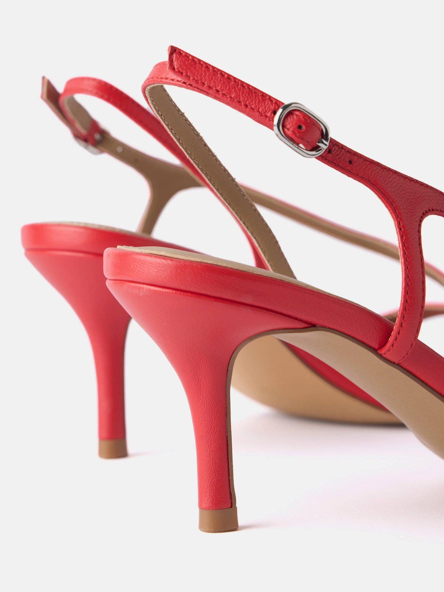 Product image 3 of 4, which shows Mint Velvet Leather Strappy Heeled Sandals, Red, 5