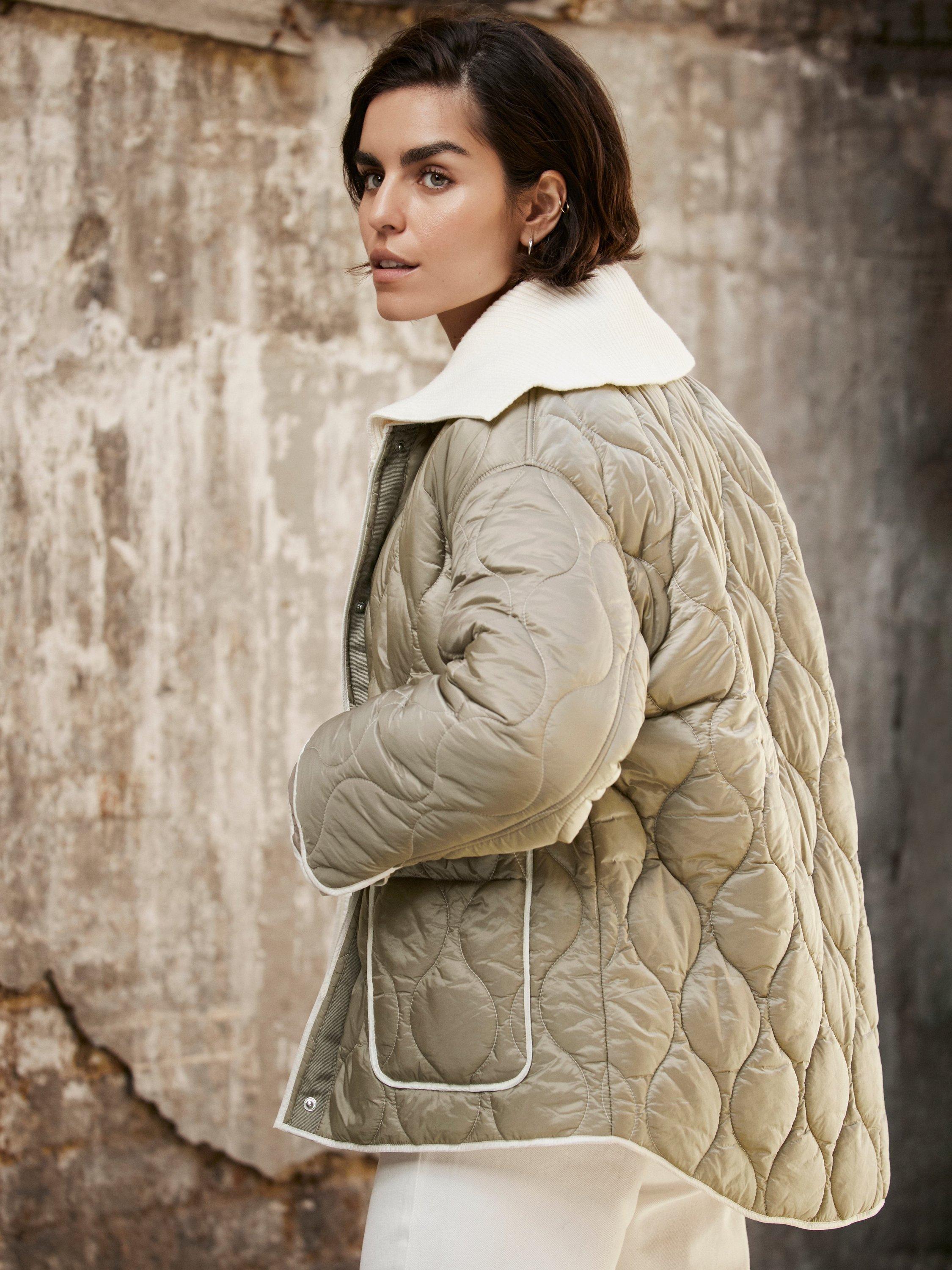 Mint Velvet Padded Boxy Jacket, Pale Green