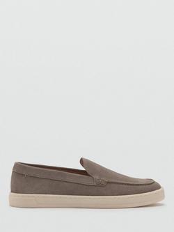 Mango Easy Slip-On Suede Shoes, Grey, Grey