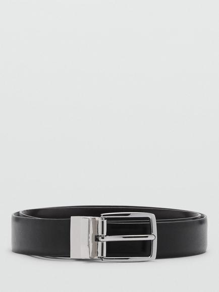 Mango Leather Belt, Black, Black