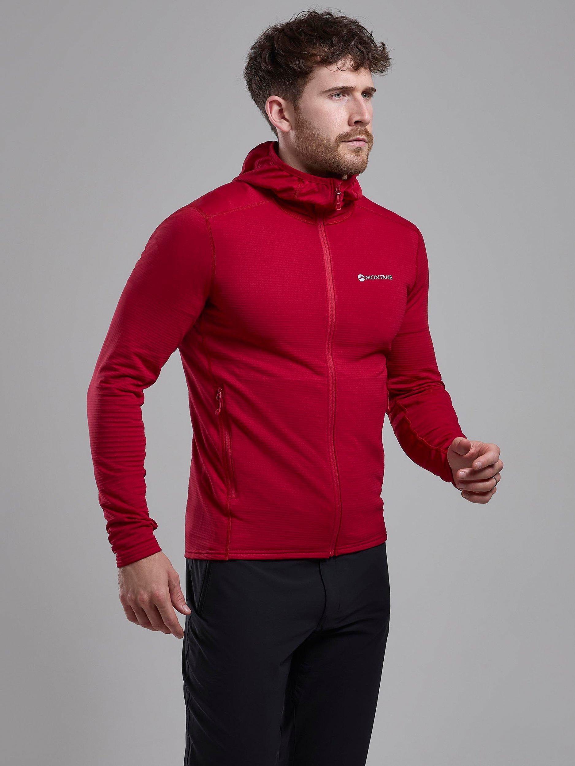Product image 1 of 6, which shows Montane Men's THERMO Grid Lite Fleece Hoodie, Acer Red, S