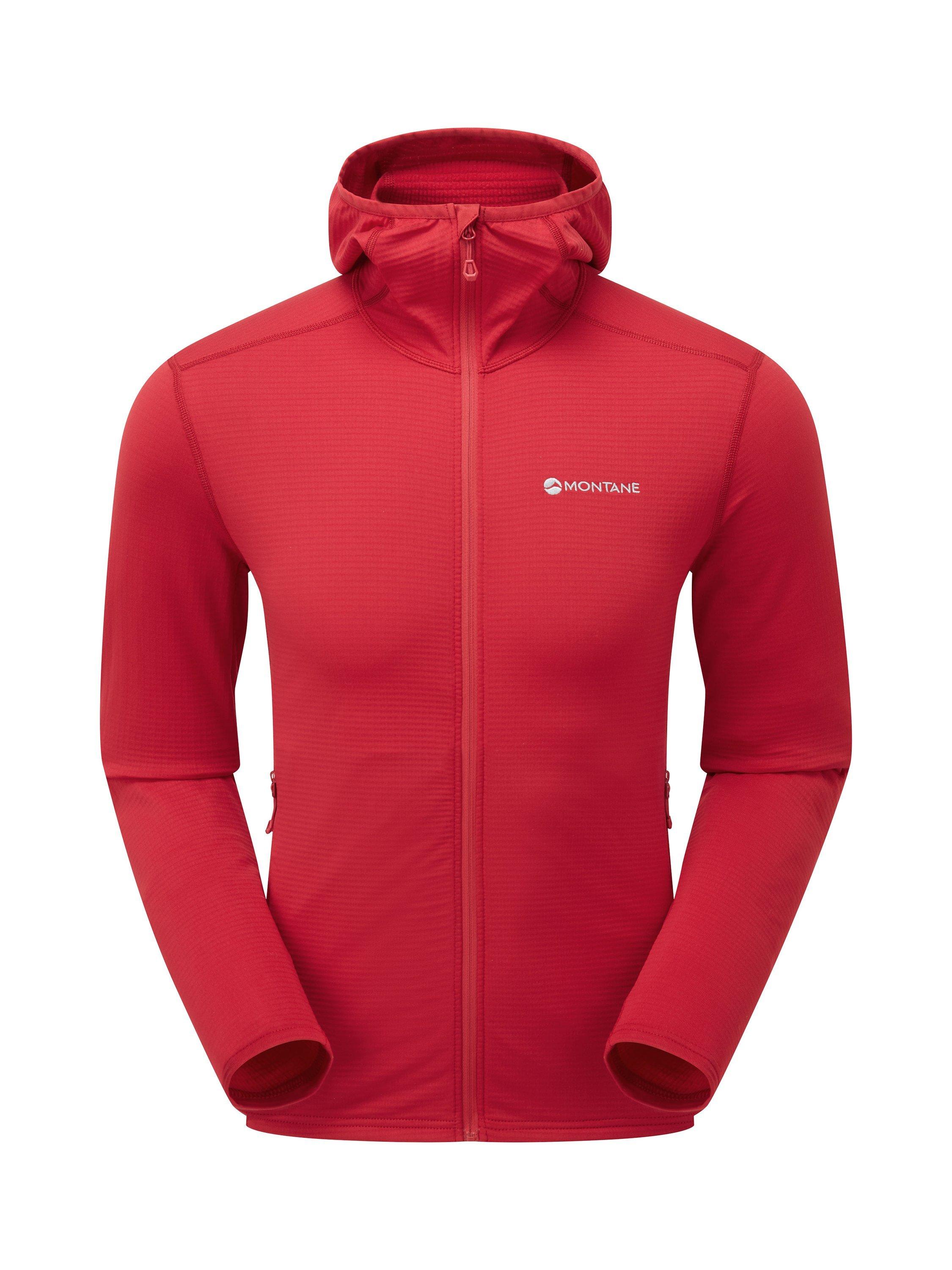 Product image 3 of 6, which shows Montane Men's THERMO Grid Lite Fleece Hoodie, Acer Red, S