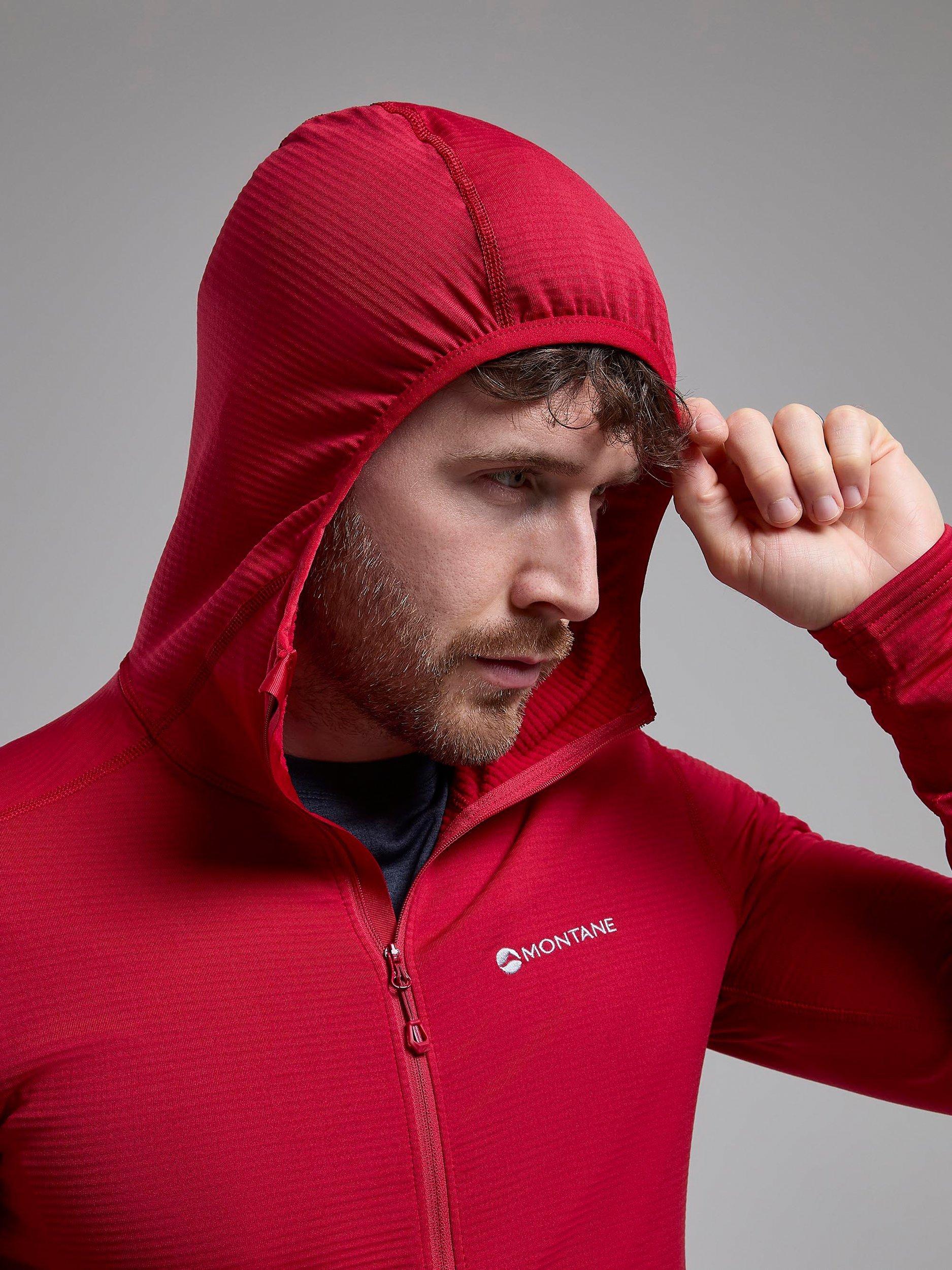 Product image 4 of 6, which shows Montane Men's THERMO Grid Lite Fleece Hoodie, Acer Red, S