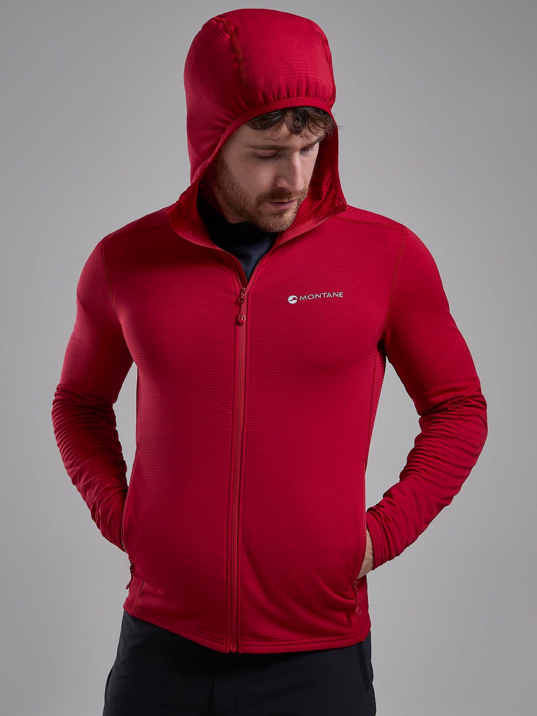 Product image 5 of 6, which shows Montane Men's THERMO Grid Lite Fleece Hoodie, Acer Red, S