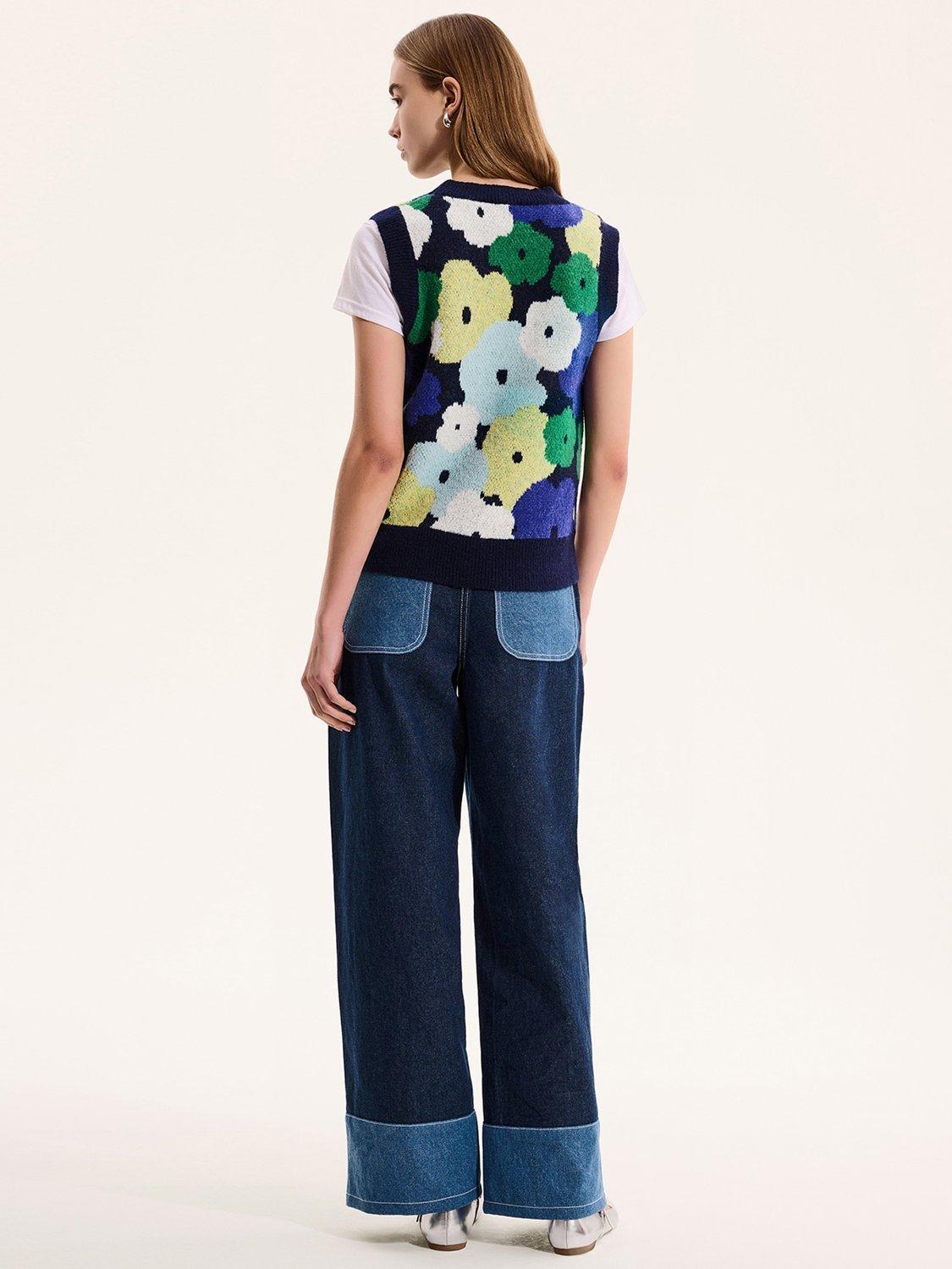 Product image 3 of 5, which shows OMNES Bobbi Floral Knit Tank Top, Multi, XS