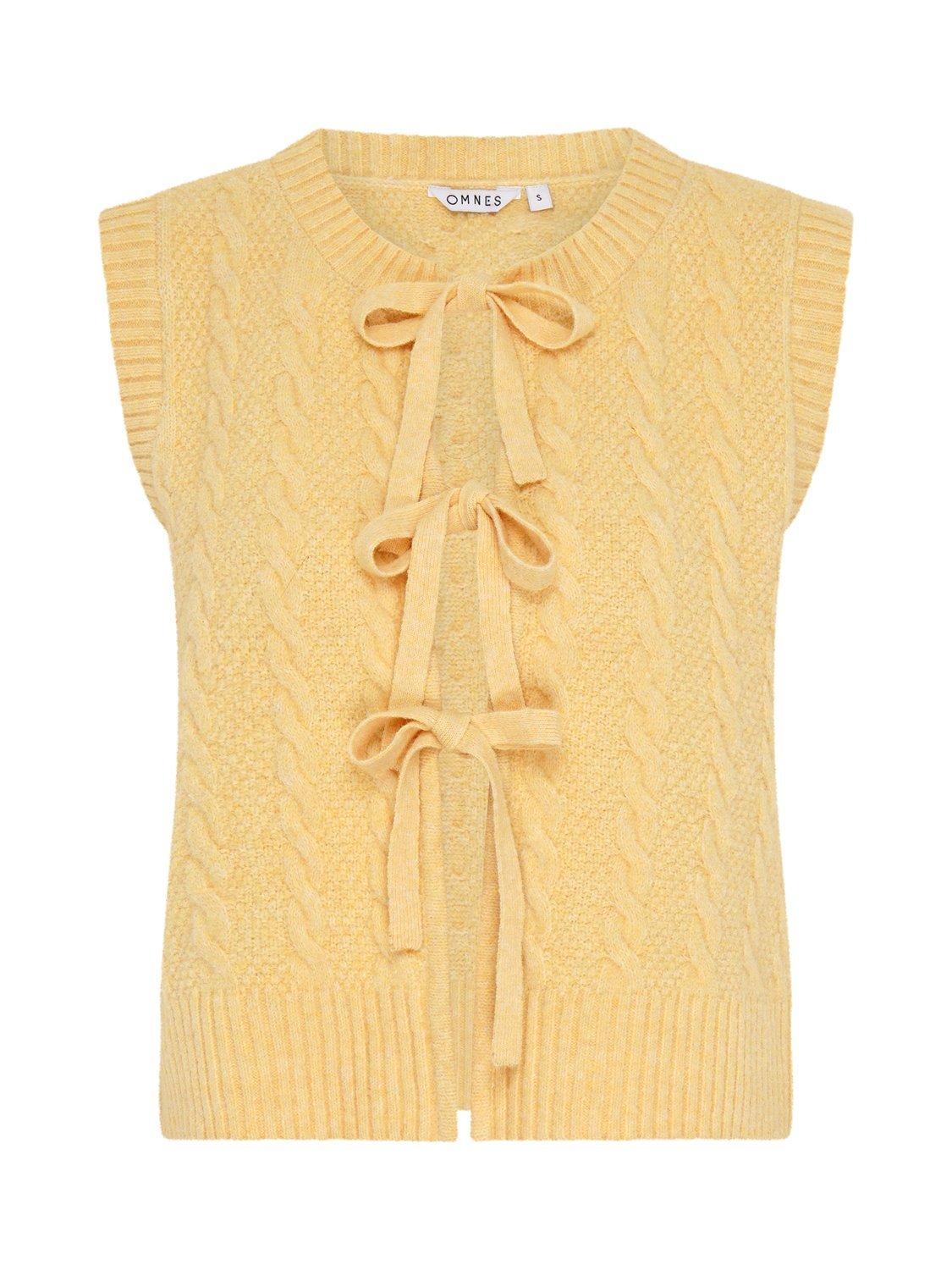 Product image 5 of 5, which shows OMNES Jacob Cable Knit Sleeveless Jumper, Yellow, XS
