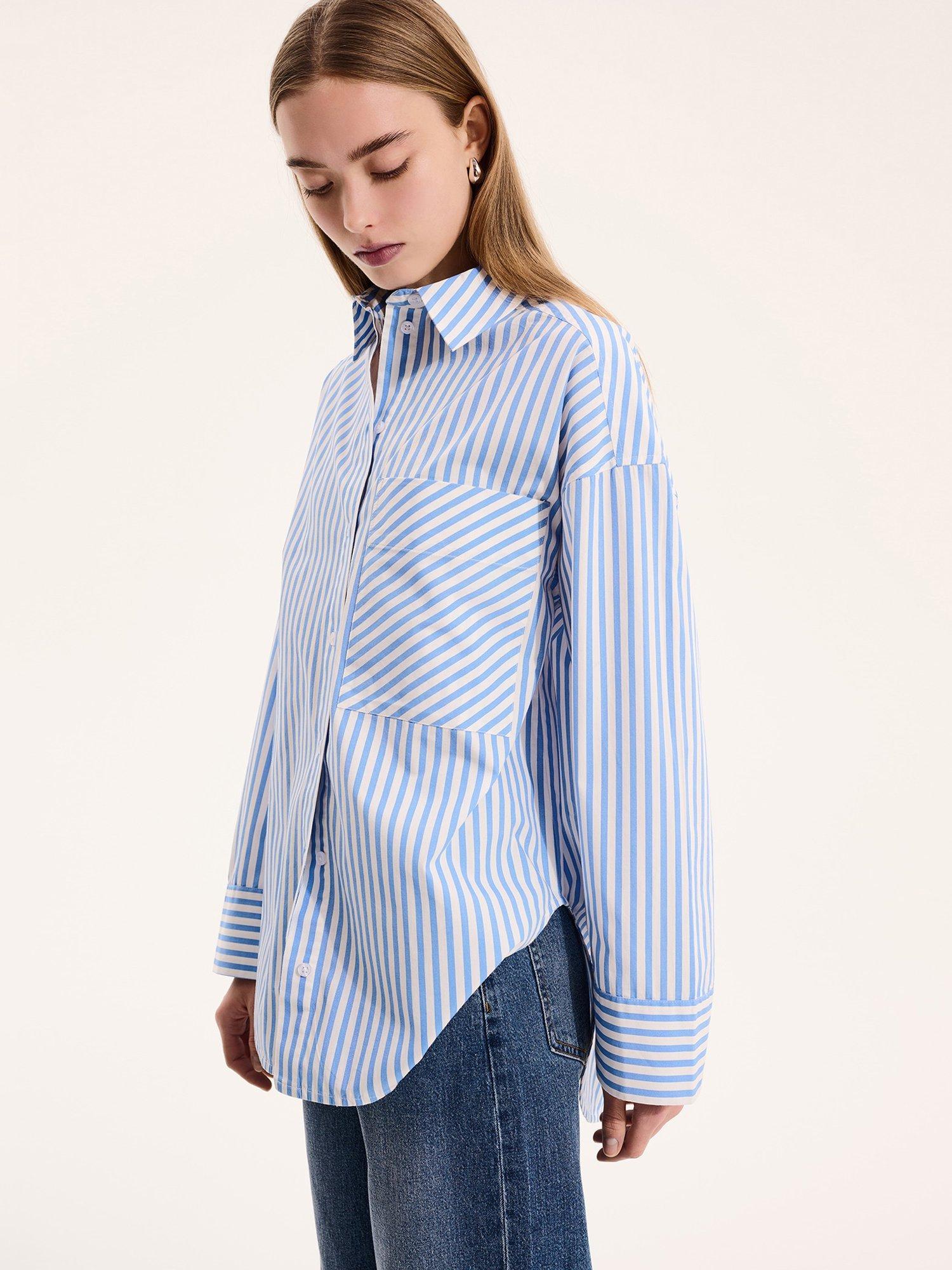 Product image 3 of 6, which shows OMNES Kenda Pinstripe Shirt, Blue, 6
