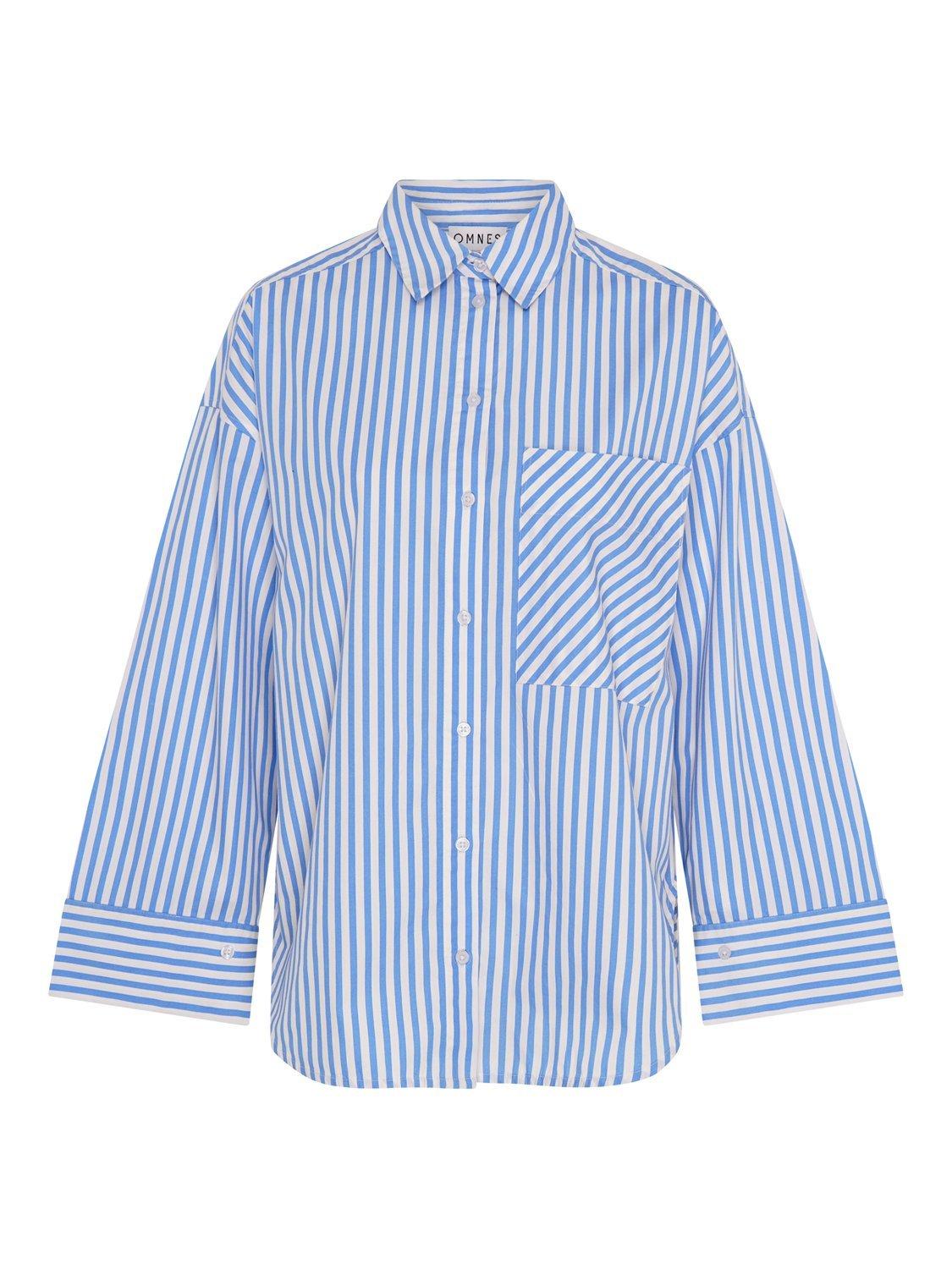 Product image 5 of 6, which shows OMNES Kenda Pinstripe Shirt, Blue, 6