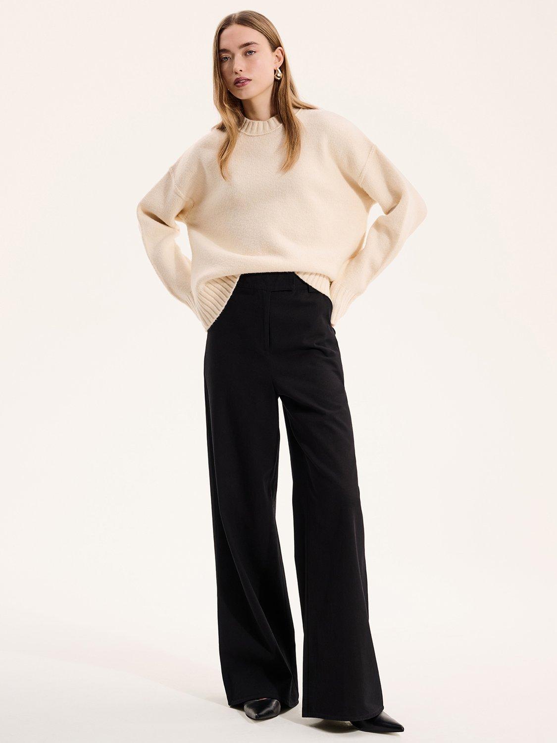 Product image 1 of 5, which shows OMNES Clarice Wide Leg Trousers, Black, 6