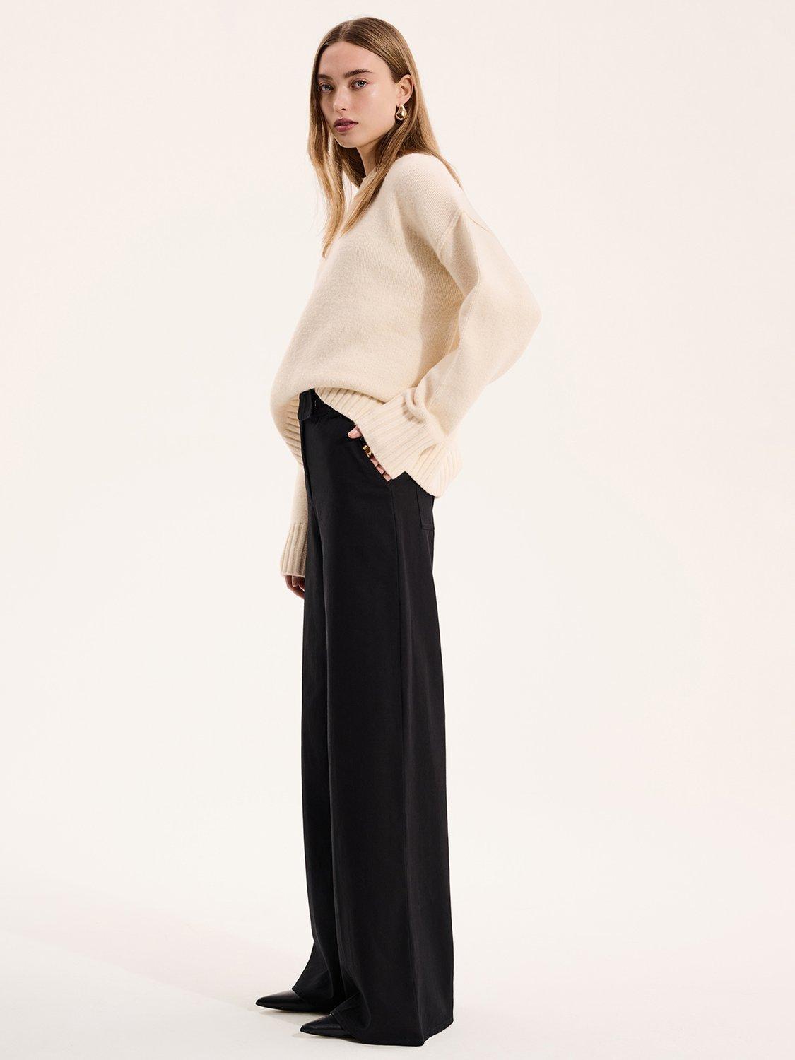 Product image 2 of 5, which shows OMNES Clarice Wide Leg Trousers, Black, 6