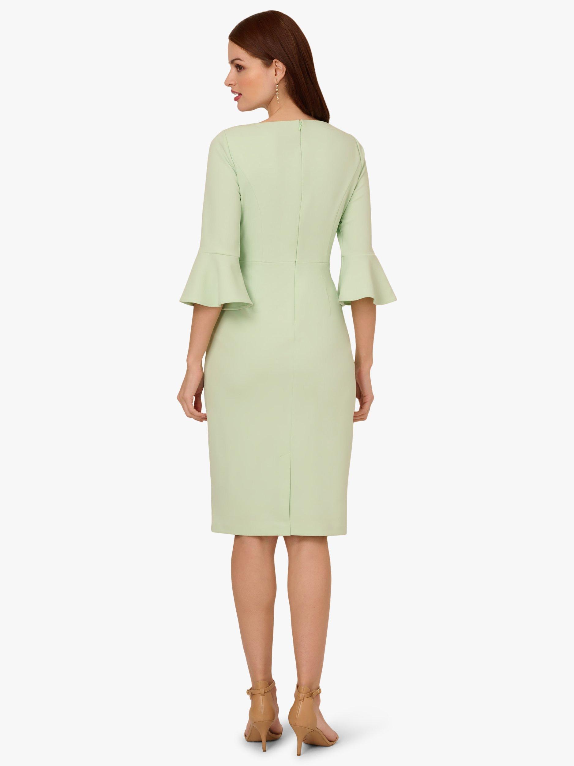 Product image 3 of 7, which shows Adrianna Papell Bell Sleeve Tie Waist Knee Length Midi Dress, Light Green, 6
