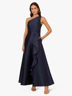 Adrianna Papell Studio Asymmetric Mikado Maxi Dress, Midnight Blue, Midnight Blue