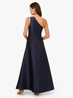 Adrianna Papell Studio Asymmetric Mikado Maxi Dress, Midnight Blue - view 2, Midnight Blue