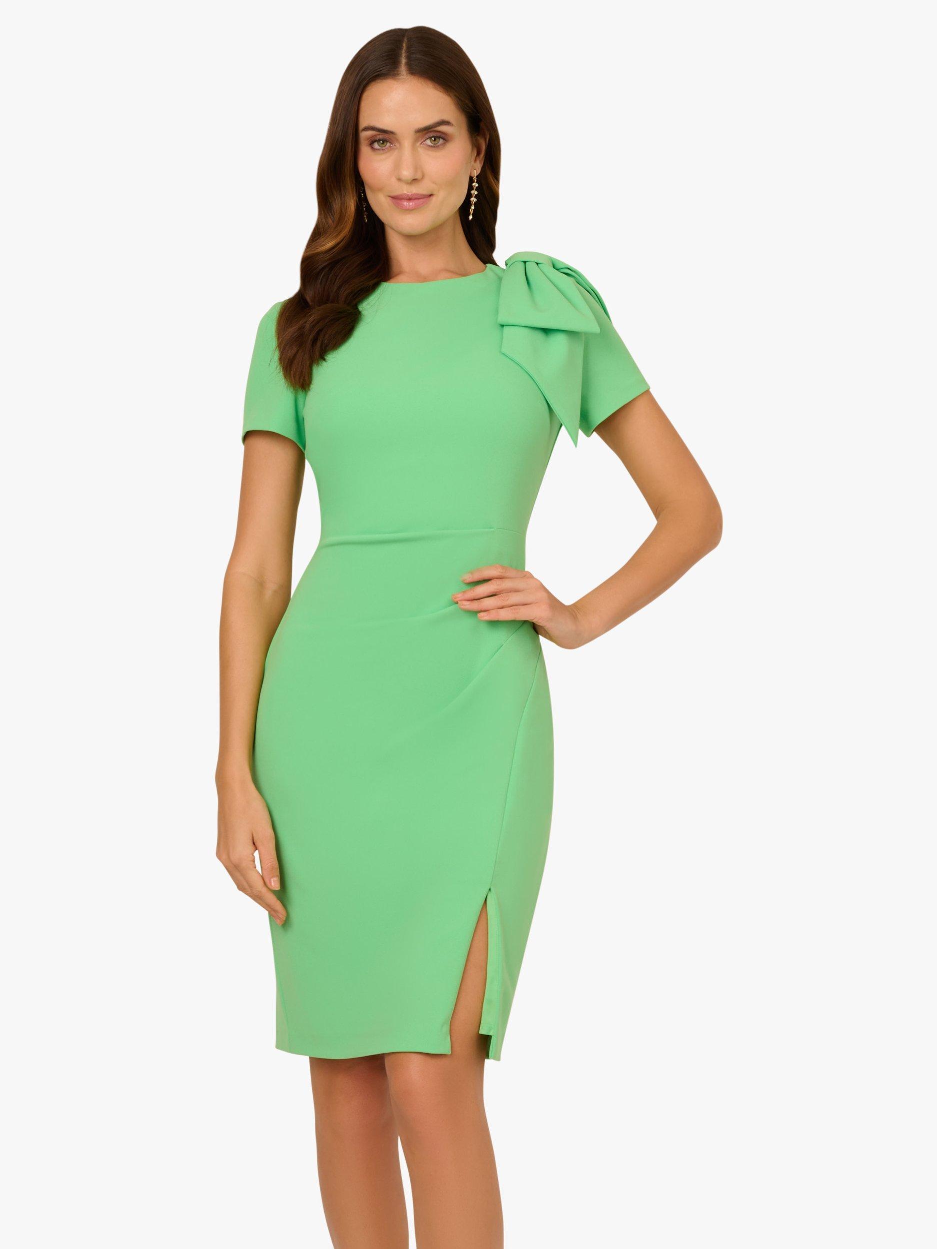 Product image 1 of 7, which shows Adrianna Papell Pleated Bow Midi Dress, Light Green, 6
