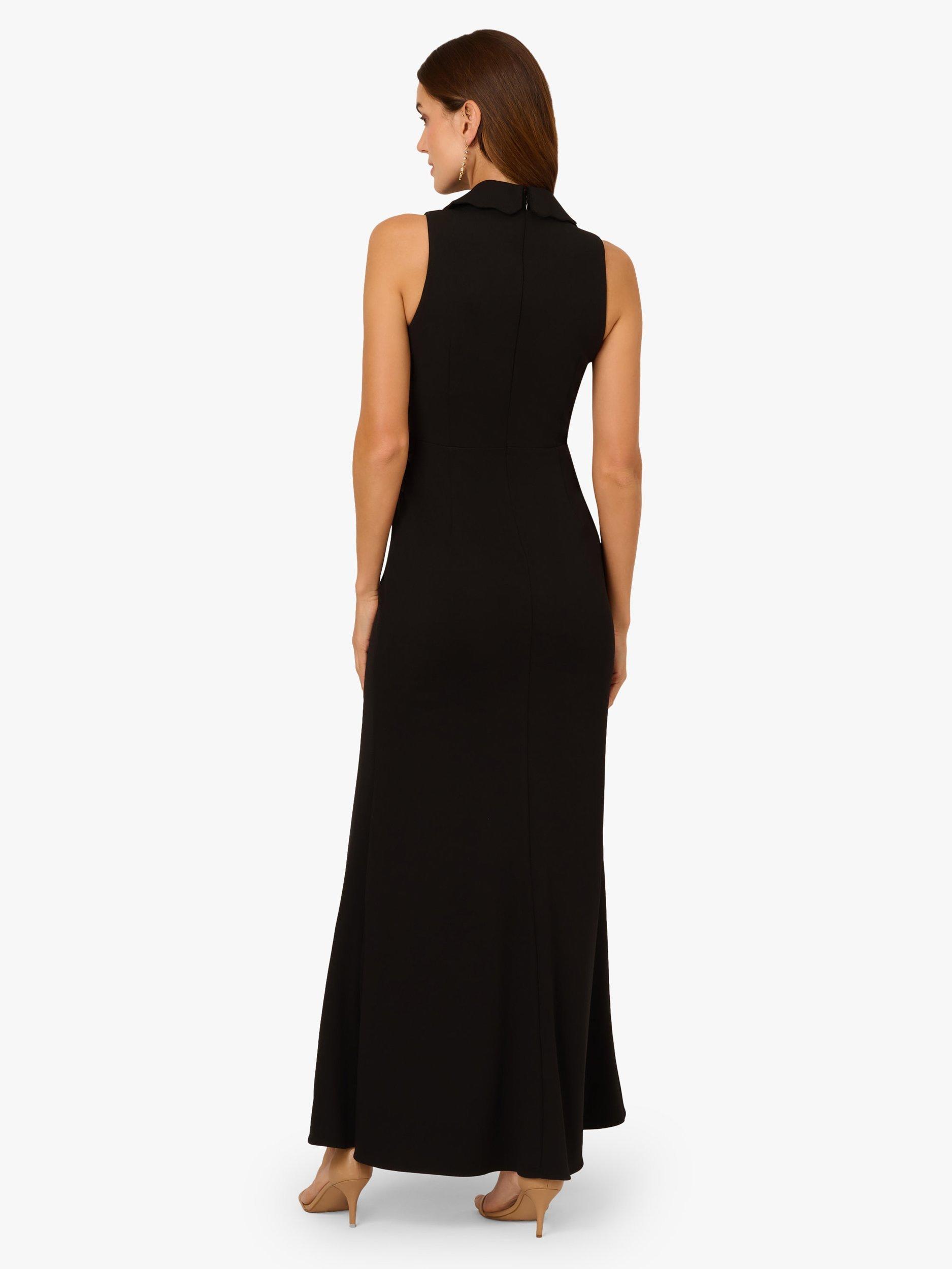 Product image 2 of 6, which shows Adrianna Papell Scallop Tuxedo Maxi Dress, Black, 6