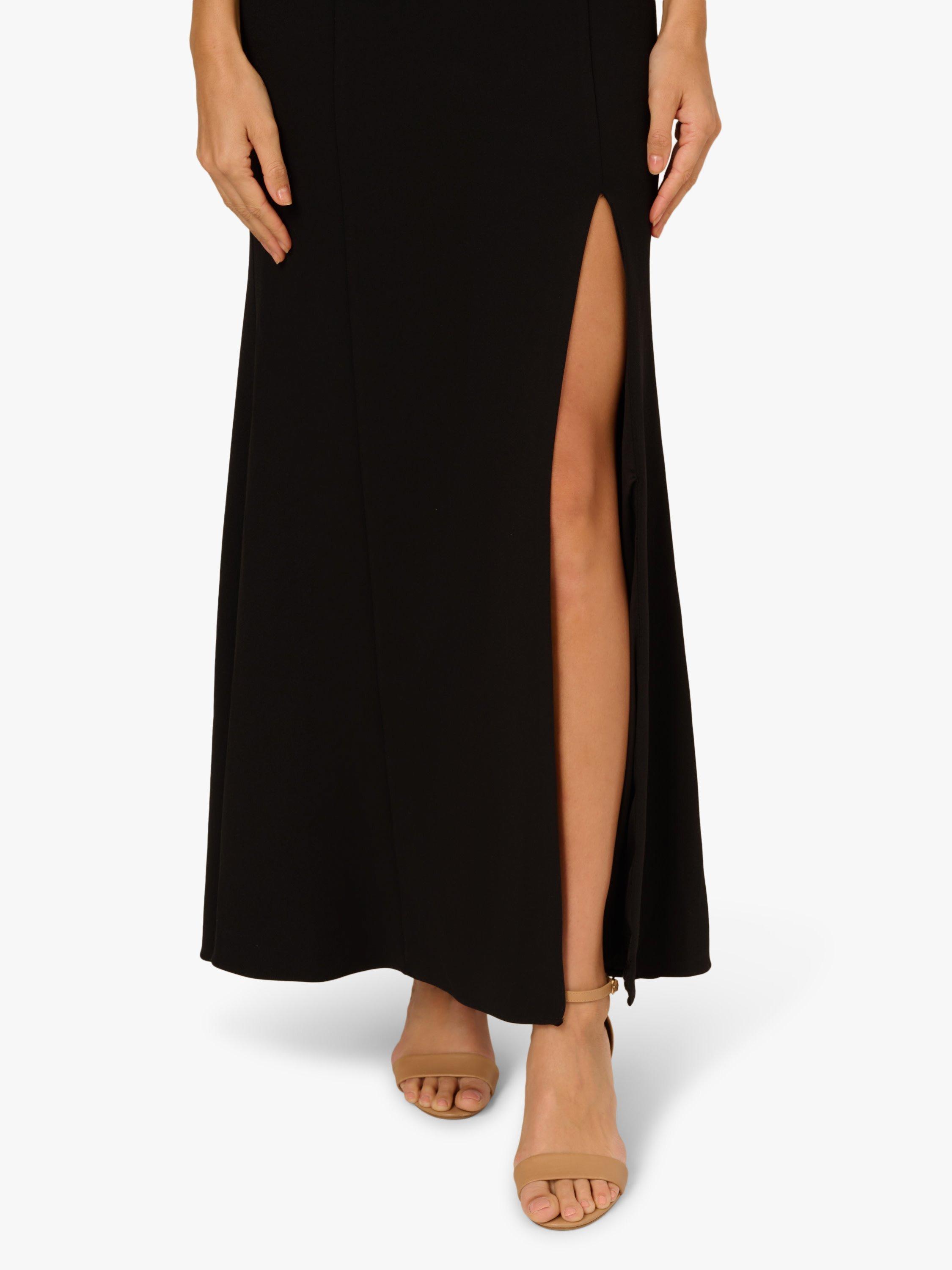 Product image 5 of 6, which shows Adrianna Papell Scallop Tuxedo Maxi Dress, Black, 6
