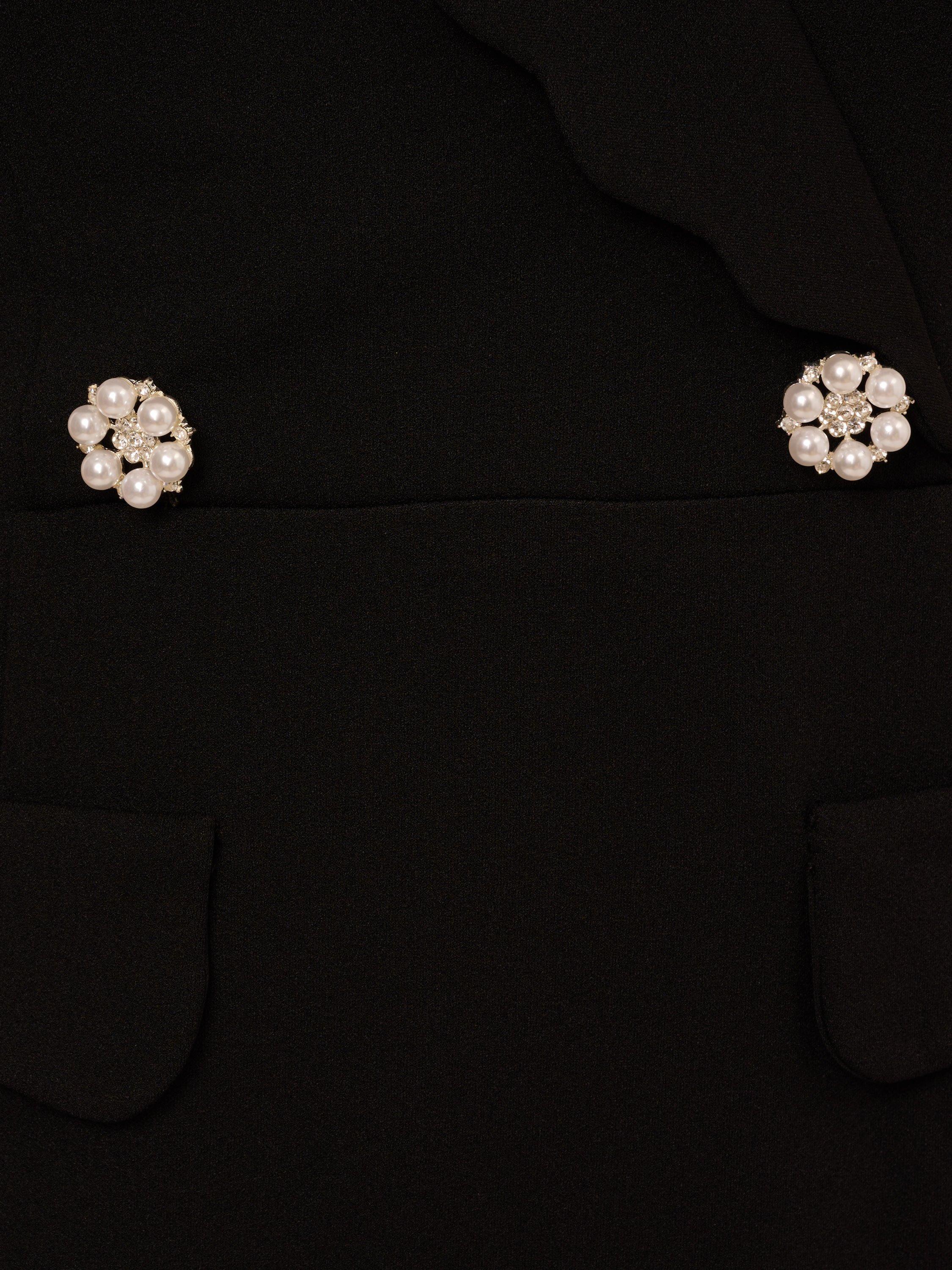 Product image 6 of 6, which shows Adrianna Papell Scallop Tuxedo Maxi Dress, Black, 6