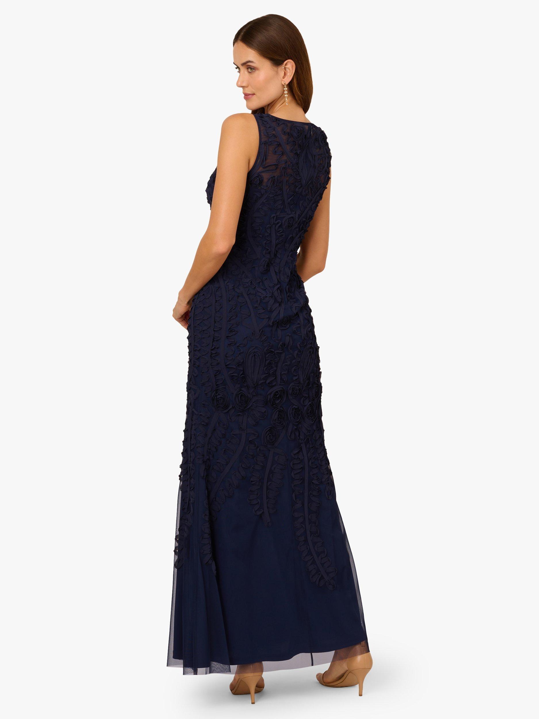 Product image 2 of 6, which shows Adrianna Papell Soutache Ribbon Embroidered Dress, Navy Blue, 6