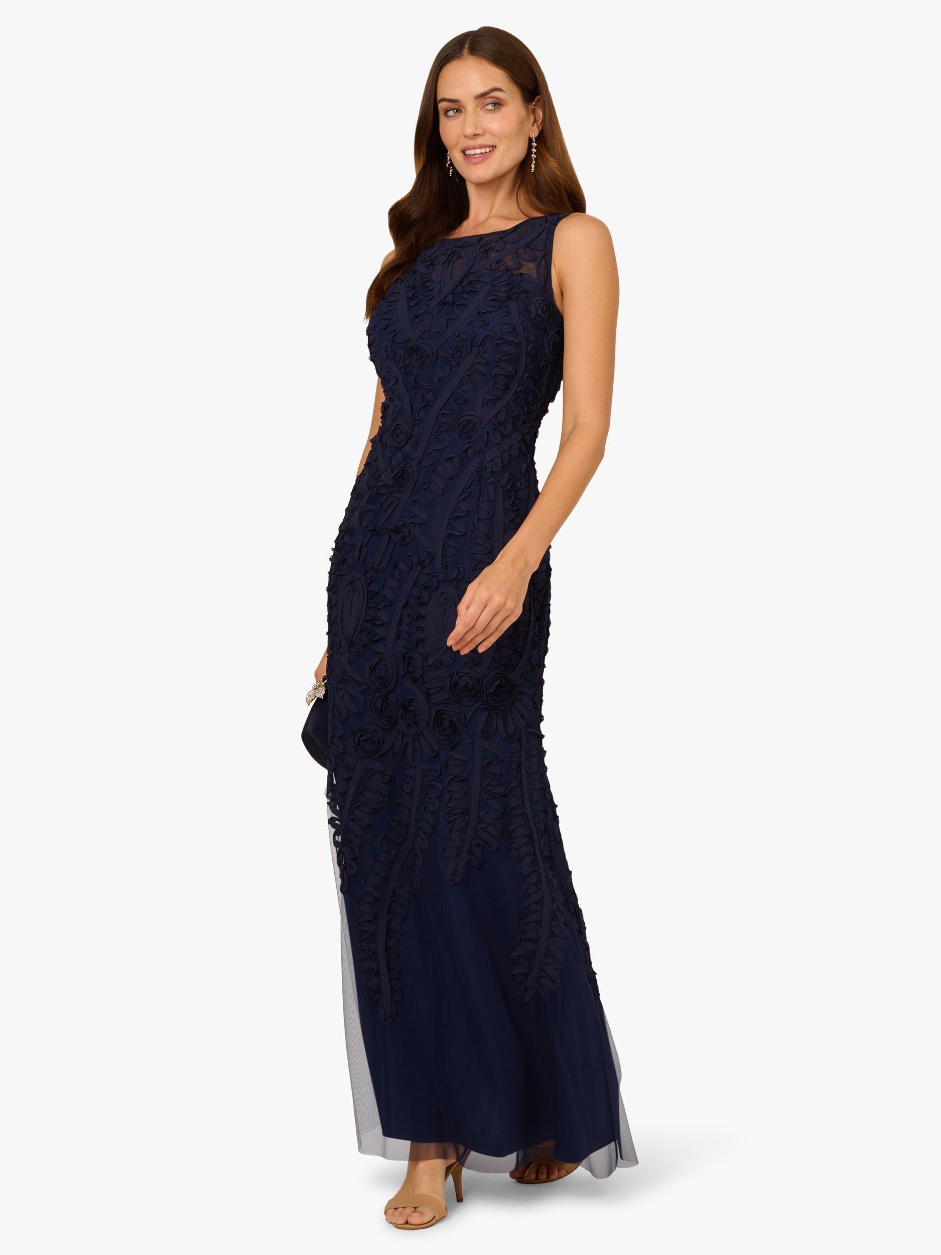 Product image 3 of 6, which shows Adrianna Papell Soutache Ribbon Embroidered Dress, Navy Blue, 6
