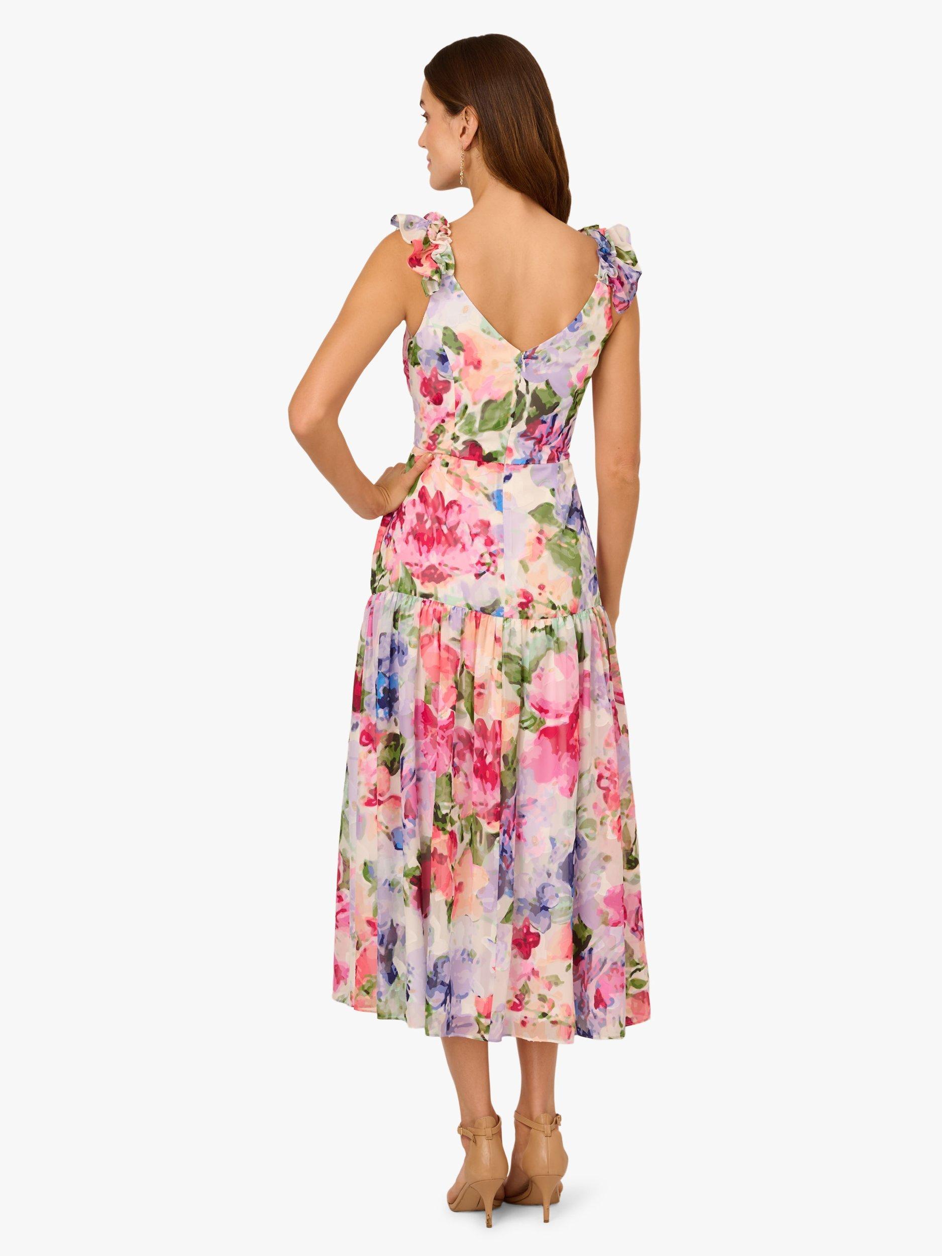 Product image 2 of 6, which shows Adrianna Papell Floral Ruffle Strap Dress, Ivory/Multi, 8