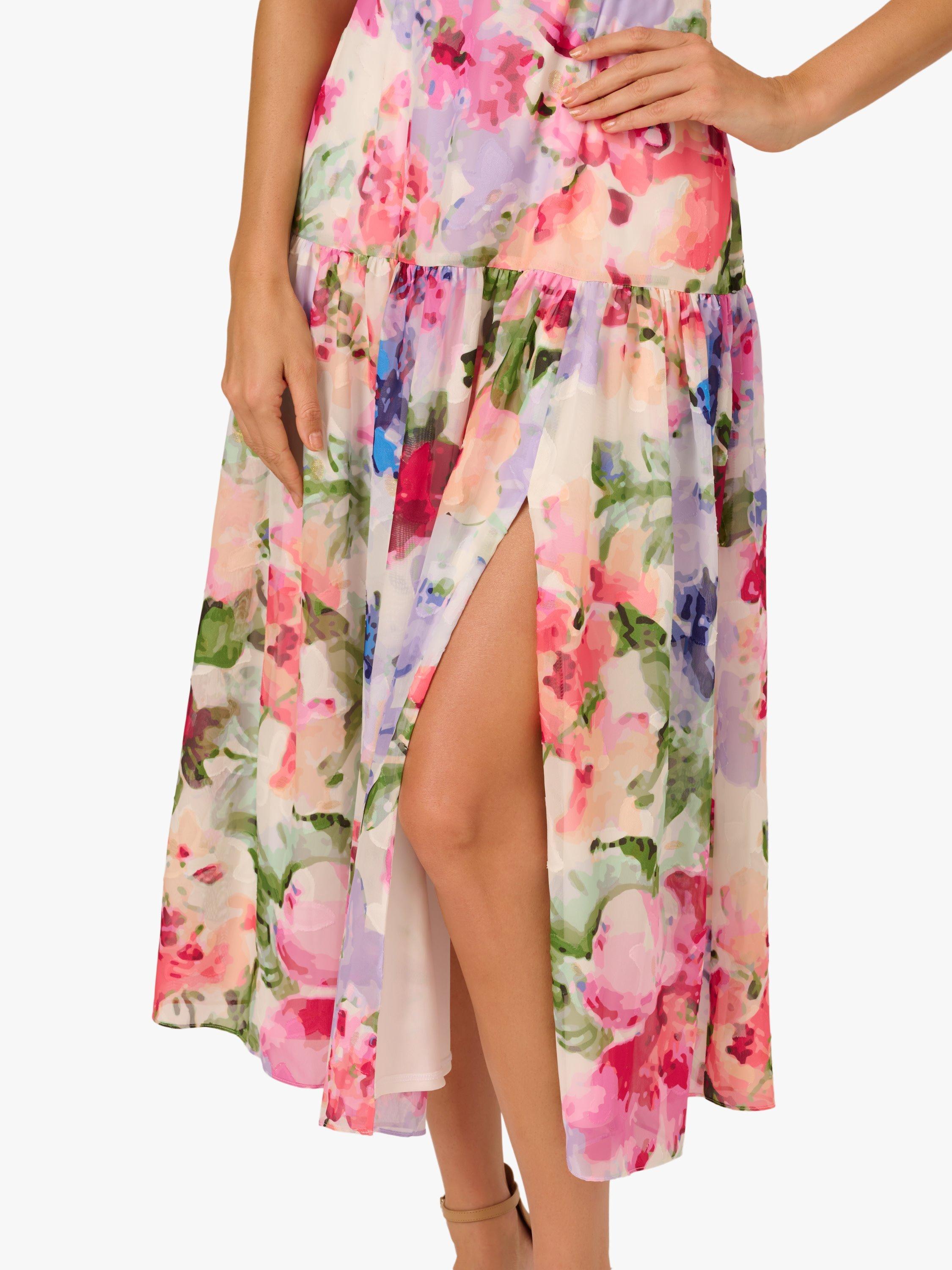Product image 5 of 6, which shows Adrianna Papell Floral Ruffle Strap Dress, Ivory/Multi, 8