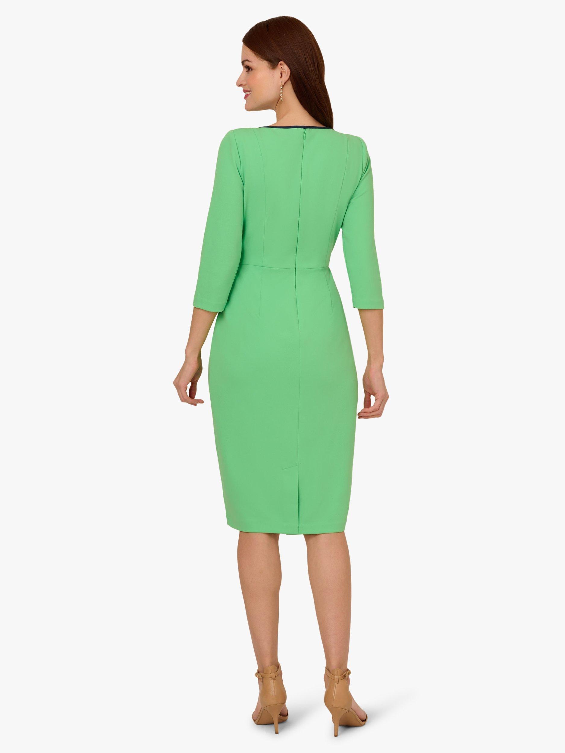 Product image 3 of 7, which shows Adrianna Papell Tipped Crepe Tie Waist Dress, Green, 6