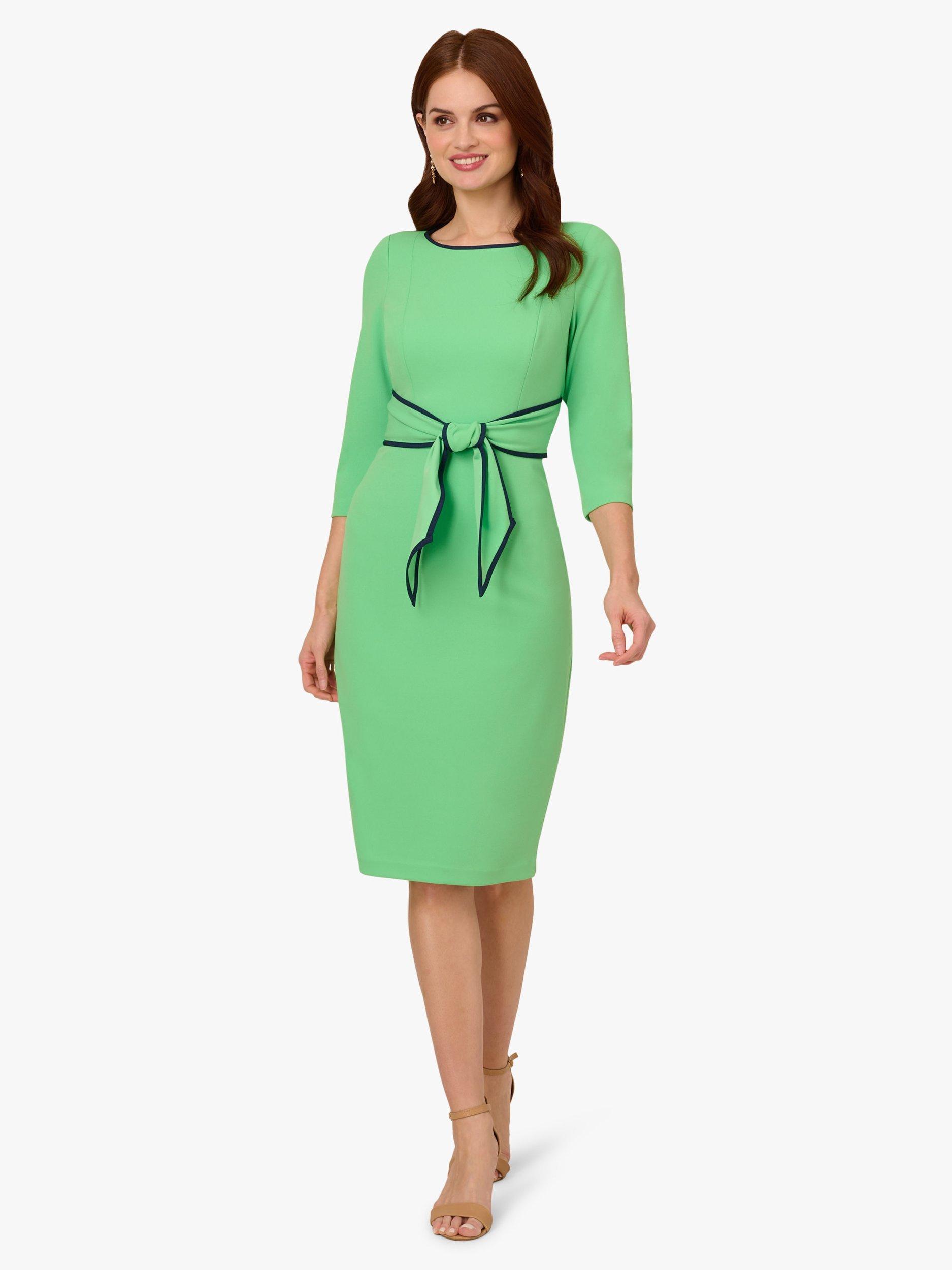 Product image 4 of 7, which shows Adrianna Papell Tipped Crepe Tie Waist Dress, Green, 6