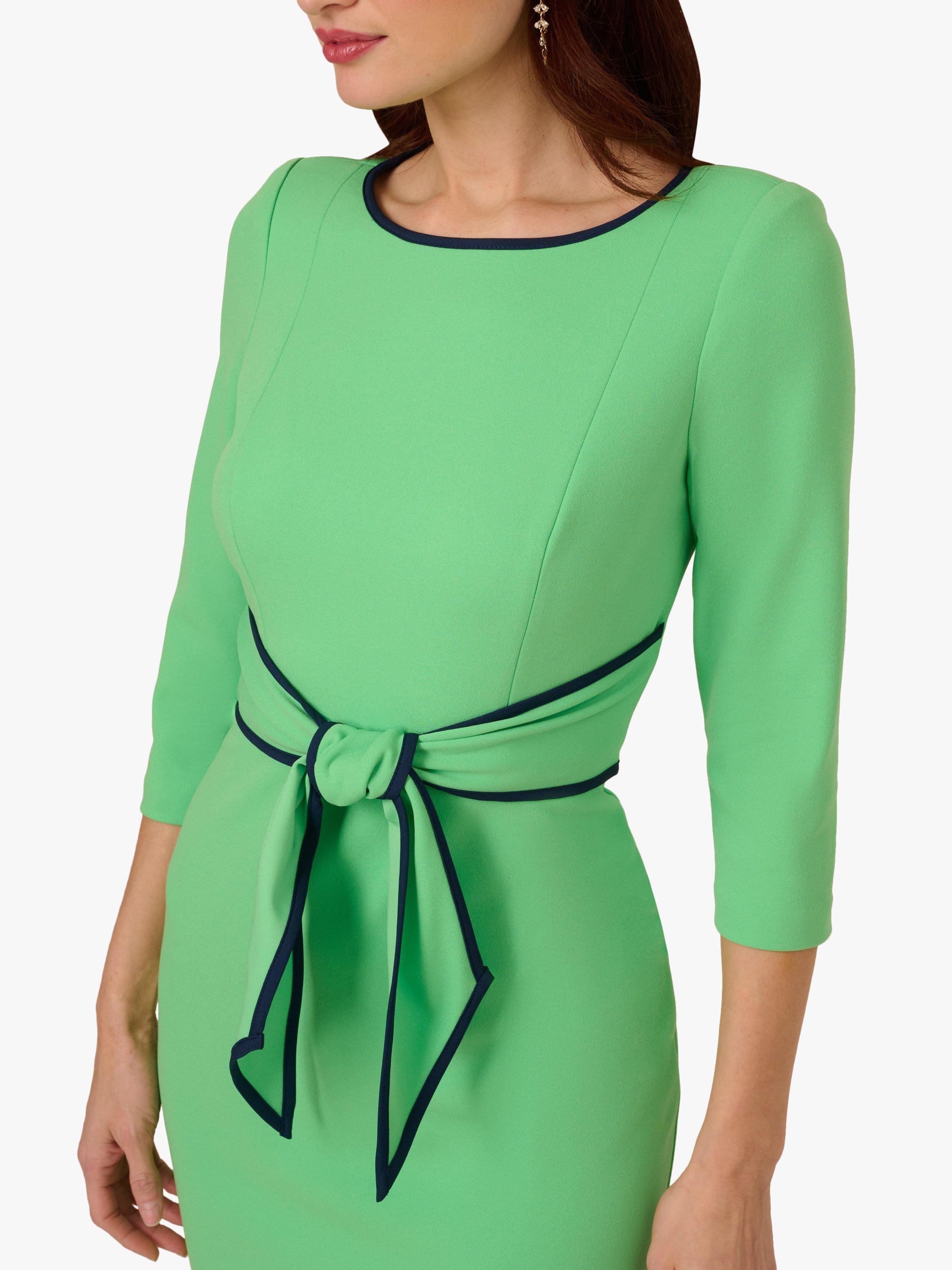 Product image 5 of 7, which shows Adrianna Papell Tipped Crepe Tie Waist Dress, Green, 6