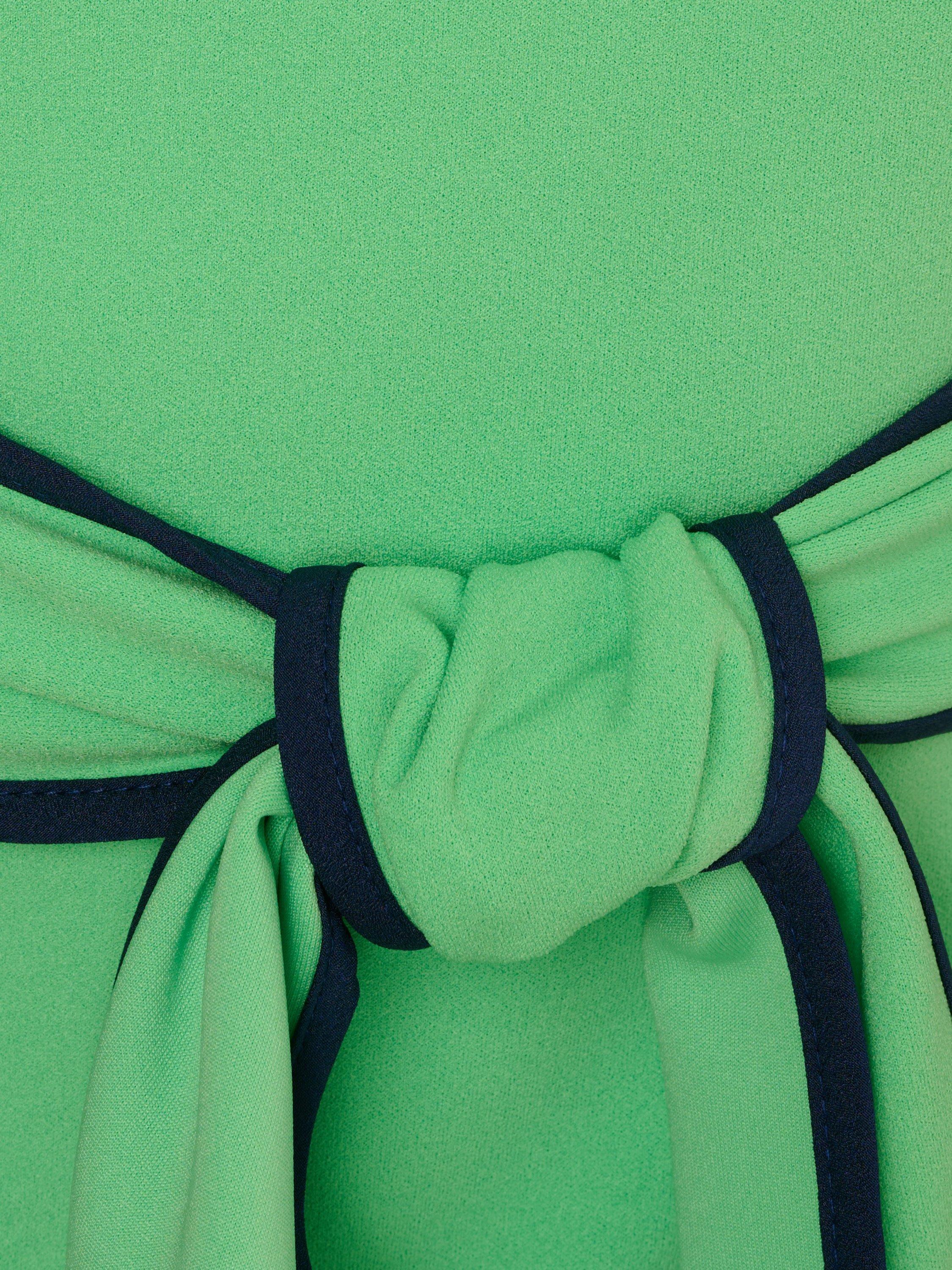 Product image 7 of 7, which shows Adrianna Papell Tipped Crepe Tie Waist Dress, Green, 6