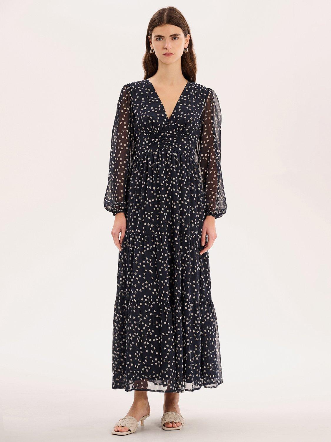 OMNES Marco Daisy Print Dress, Navy/Multi