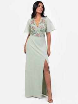 Maya Deluxe Floral Embellished Maxi Dress, Green Lily/Multi, Green Lily/Multi