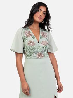 Maya Deluxe Floral Embellished Maxi Dress, Green Lily/Multi - view 2, Green Lily/Multi