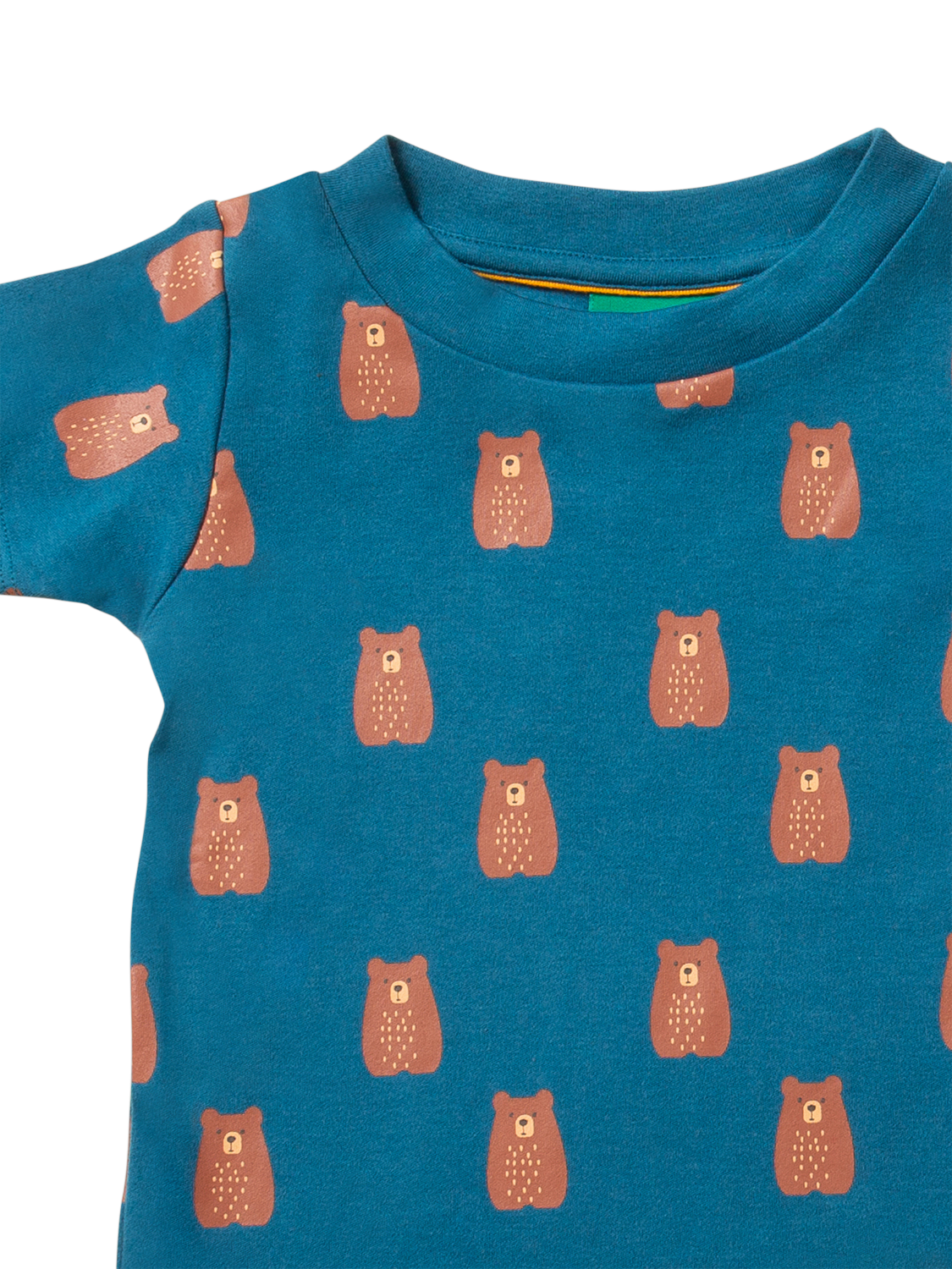 Product image 2 of 4, which shows Little Green Radicals Baby Organic Cotton Teddy Bears T-Shirt, Blue/Multi, 2-3 years