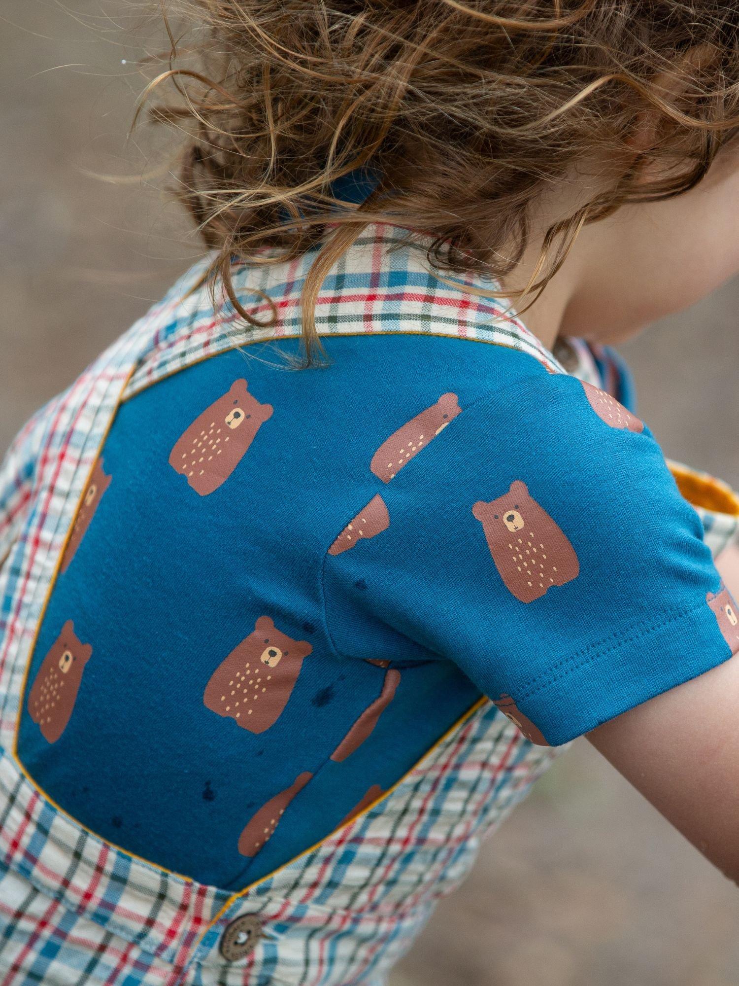 Product image 4 of 4, which shows Little Green Radicals Baby Organic Cotton Teddy Bears T-Shirt, Blue/Multi, 2-3 years